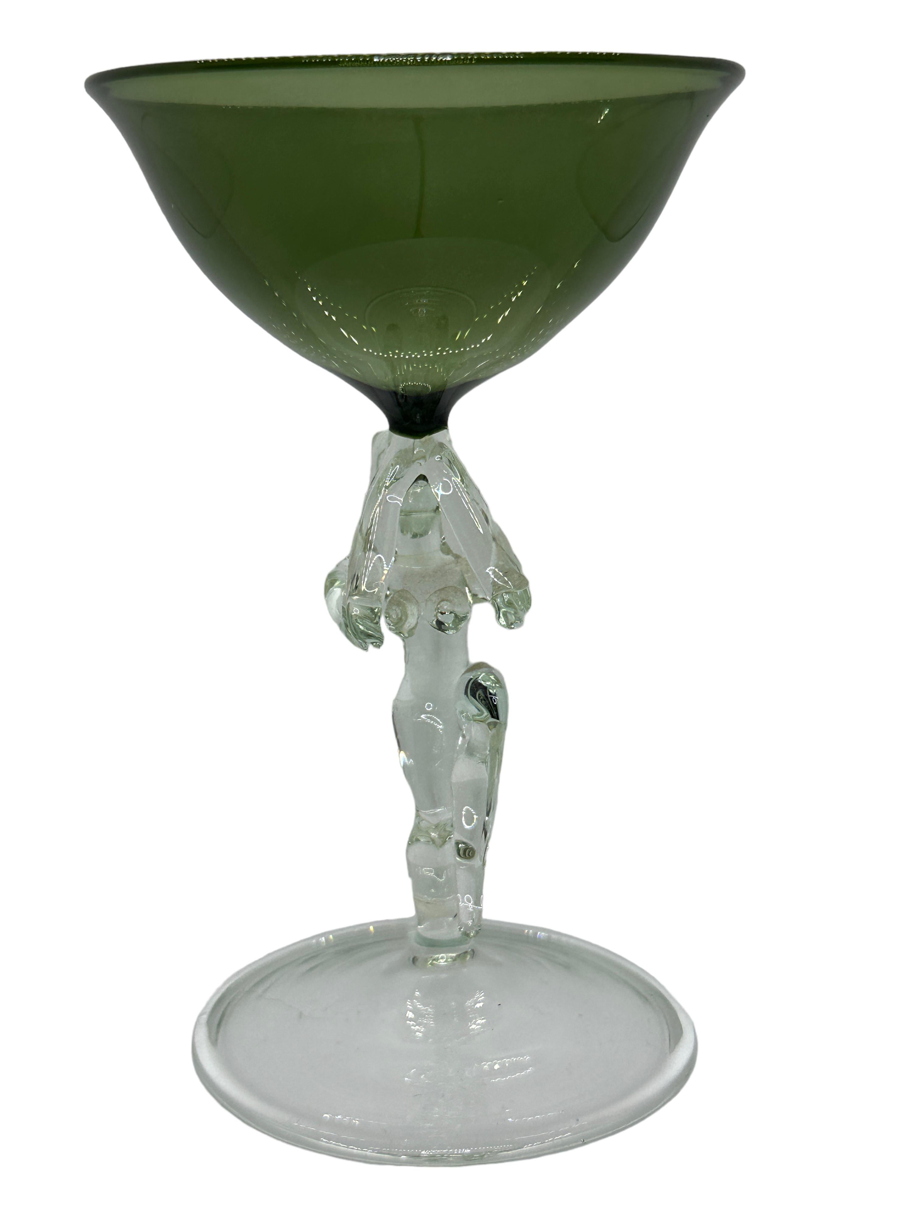 Beautiful Stemware Cocktail Glass, Nude Lady Stem, Bimini Art Vintage Austria In Good Condition In Nuernberg, DE
