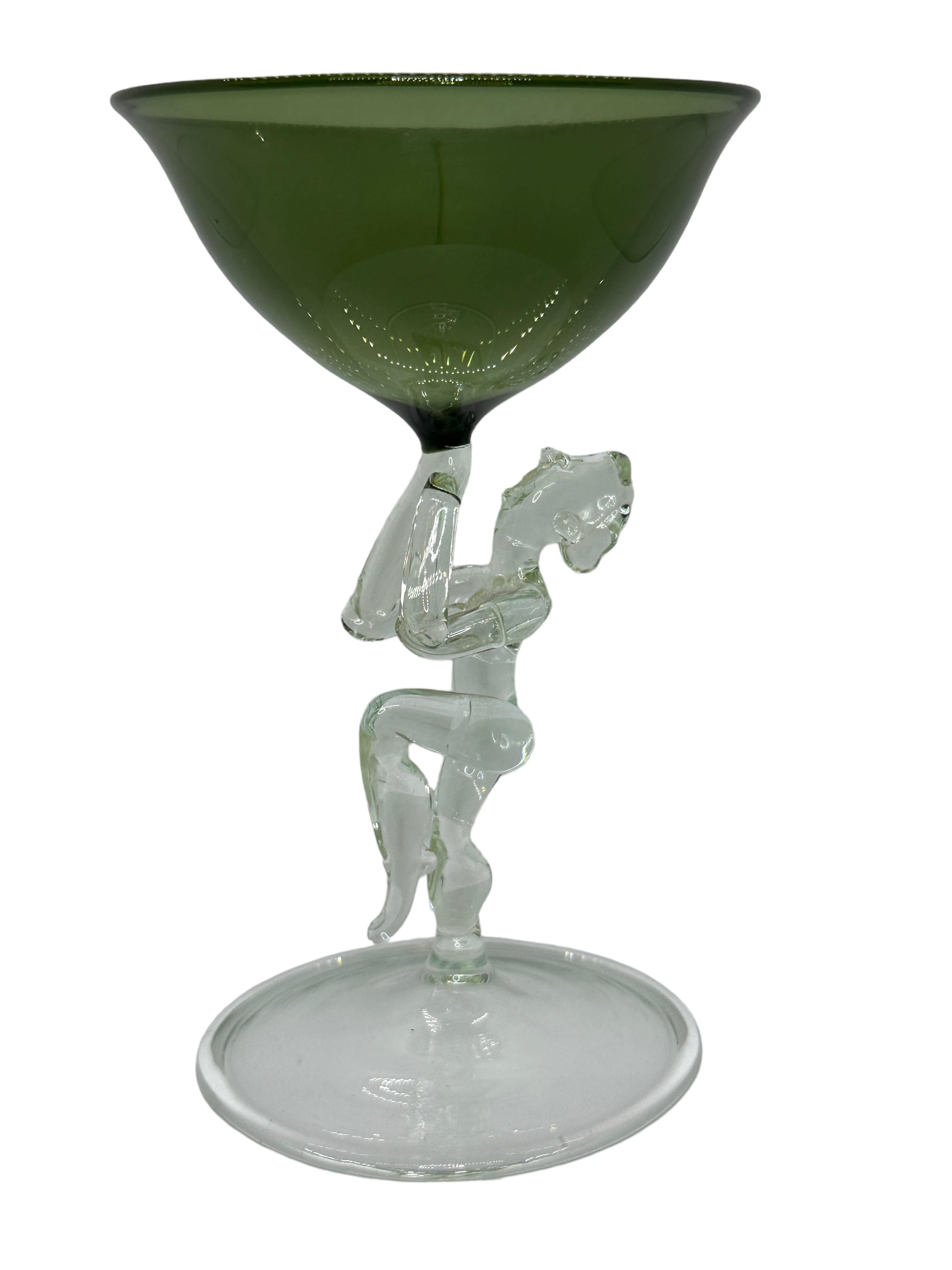 Early 20th Century Beautiful Stemware Cocktail Glass, Nude Lady Stem, Bimini Art Vintage Austria