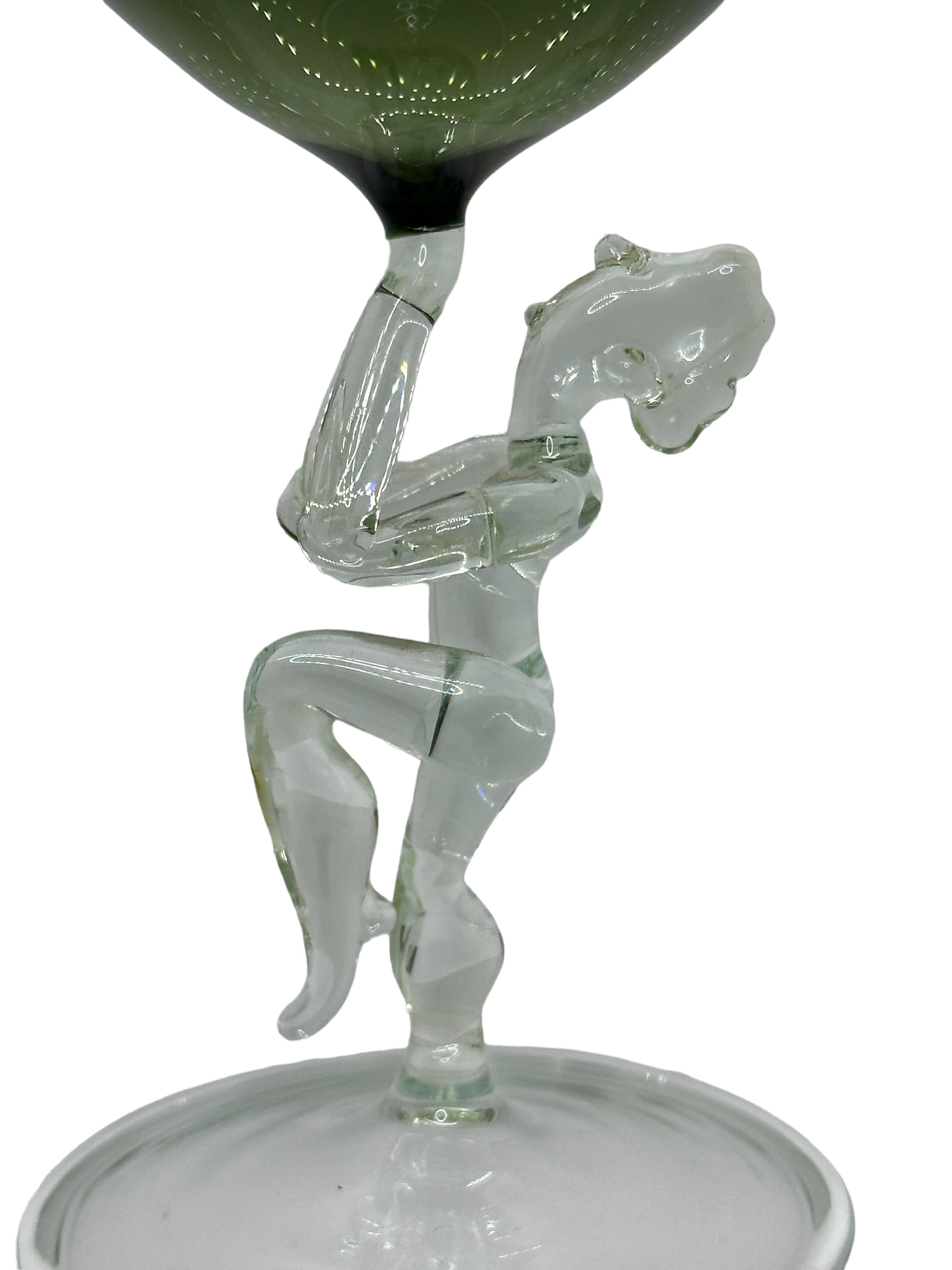 Beautiful Stemware Cocktail Glass, Nude Lady Stem, Bimini Art Vintage Austria 1