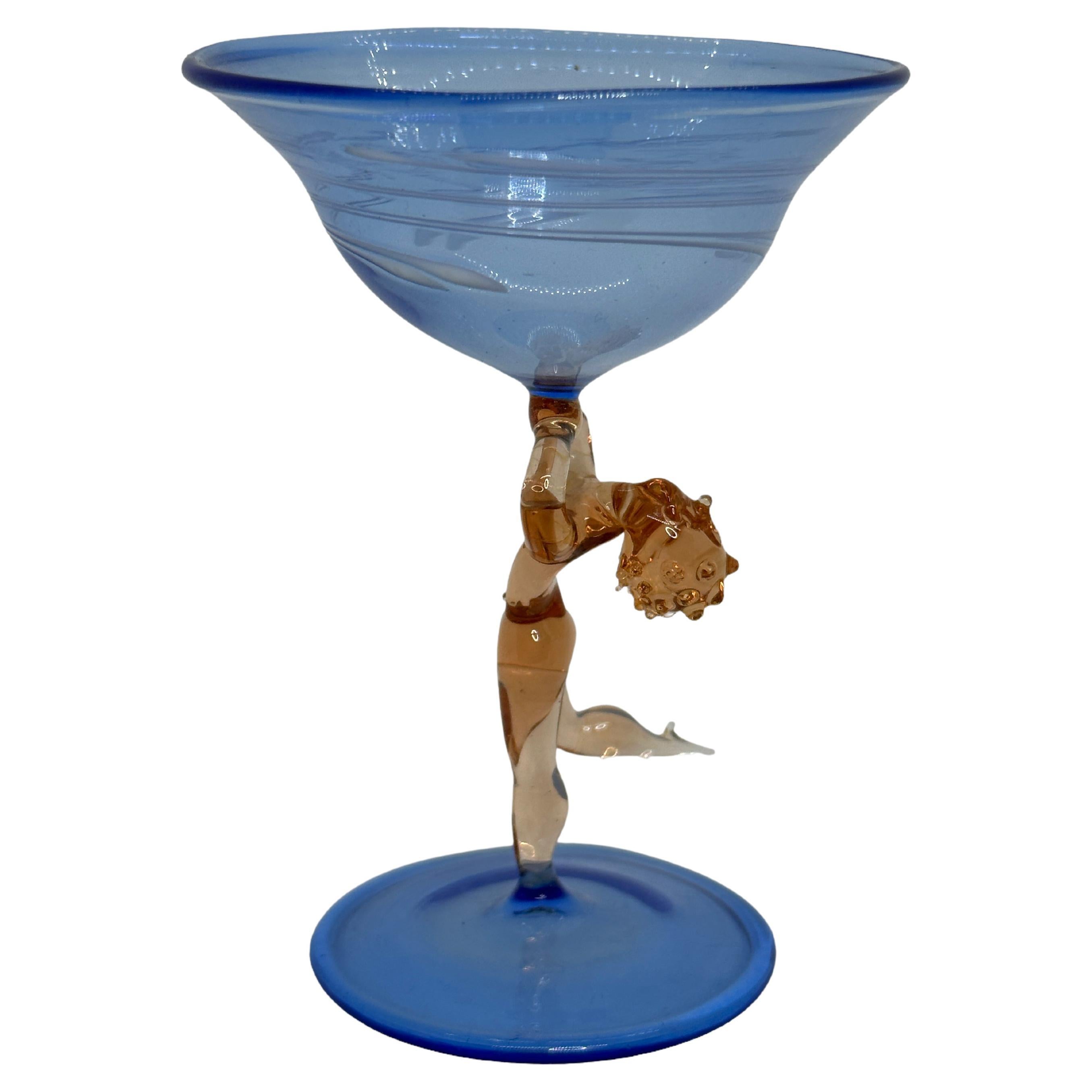 Beautiful Stemware Cocktail Glass Nude Lady Stem Bimini Art Vintage