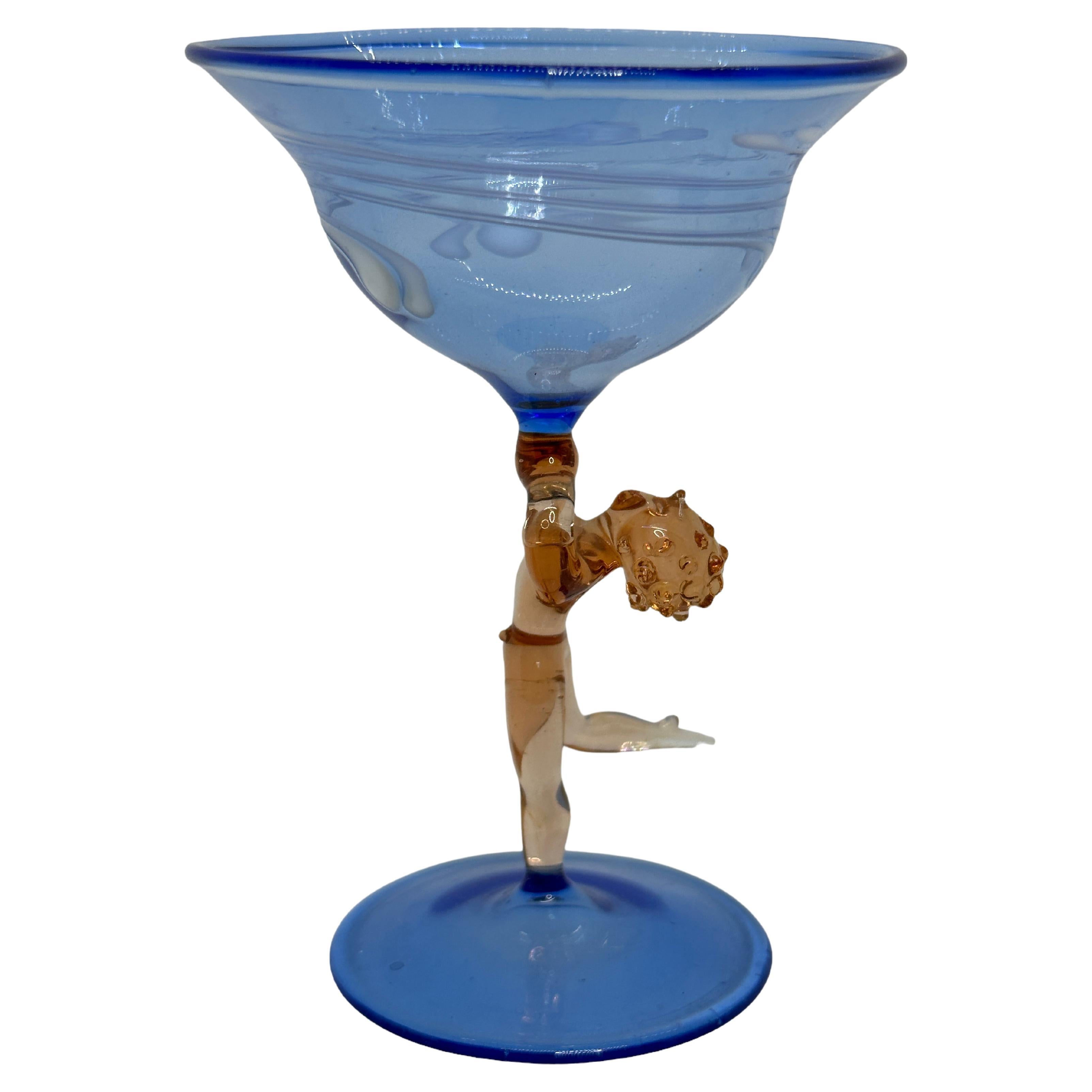 Beautiful Stemware Cocktail Glass, Nude Lady Stem, Bimini Art Vintage Austria For Sale