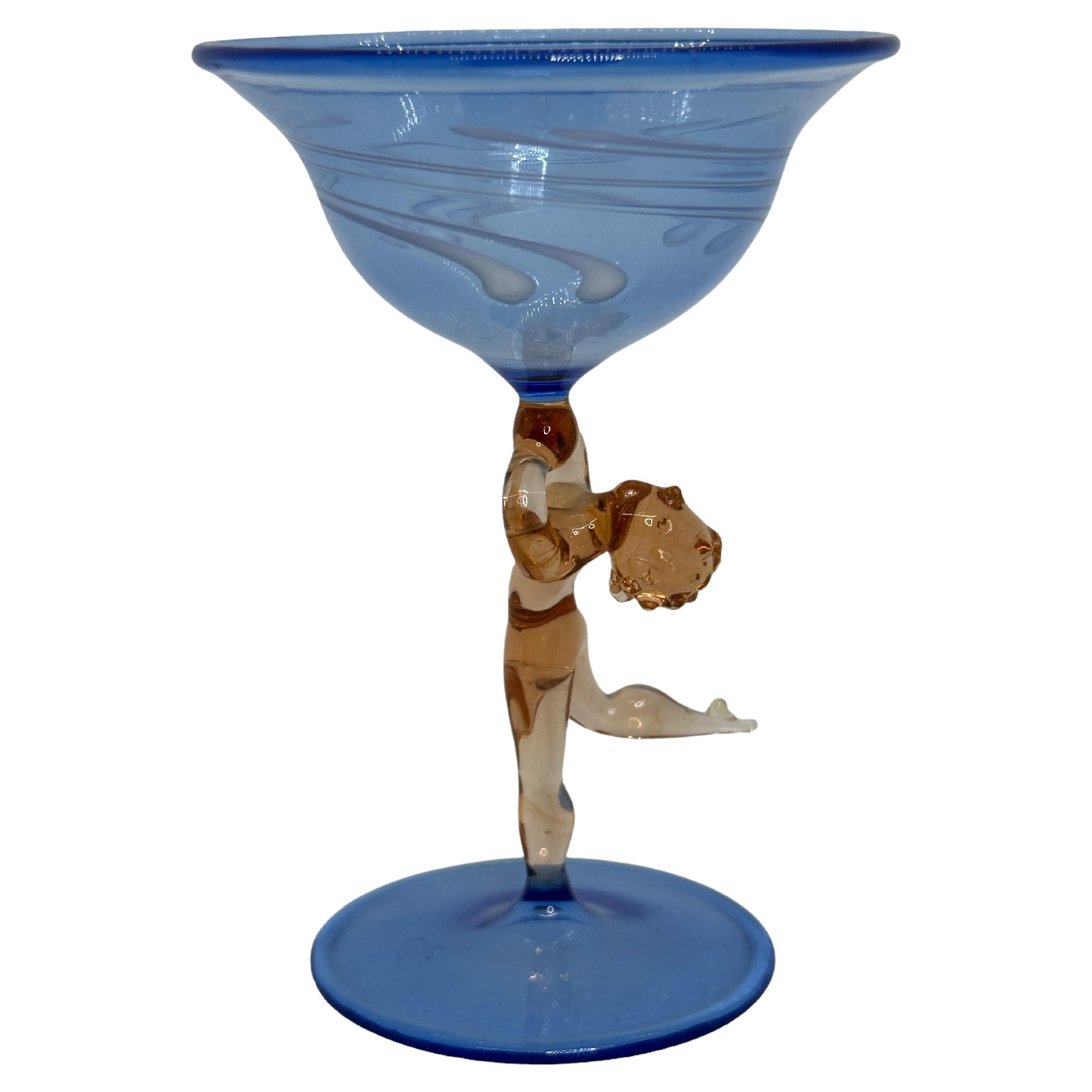 Beautiful Stemware Cocktail Glass, Nude Lady Stem, Bimini Art Vintage Austria For Sale