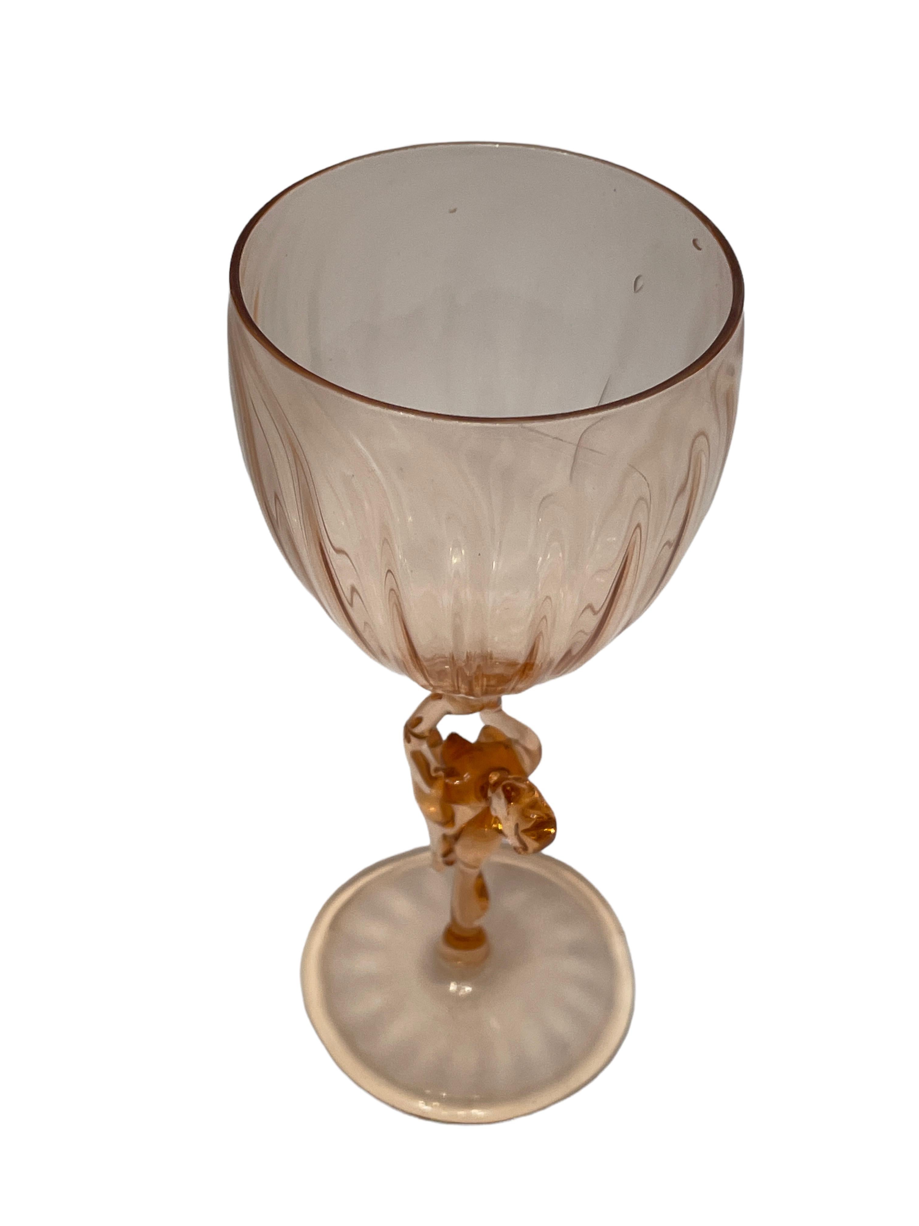 German Beautiful Stemware Glass, Nude Lady Stem, Bimini Art Glass Vintage Austria