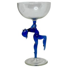 Beautiful Stemware Glass, Nude Lady Stem, Bimini Art Glass, Vintage Austria