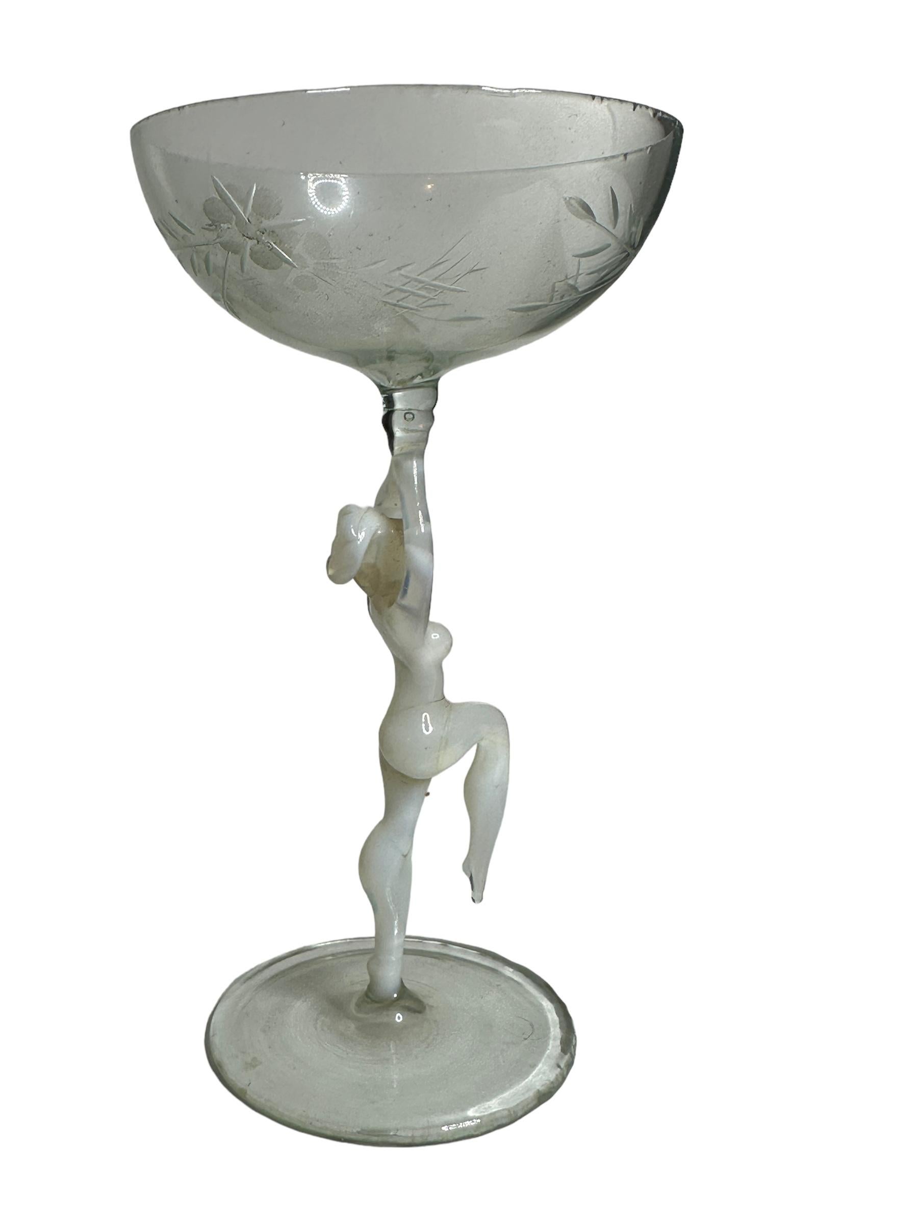 Schönes Stemware Liqueur-Glas, Nude Lady Stem, Bimini-Kunst Vintage Österreich im Angebot 4