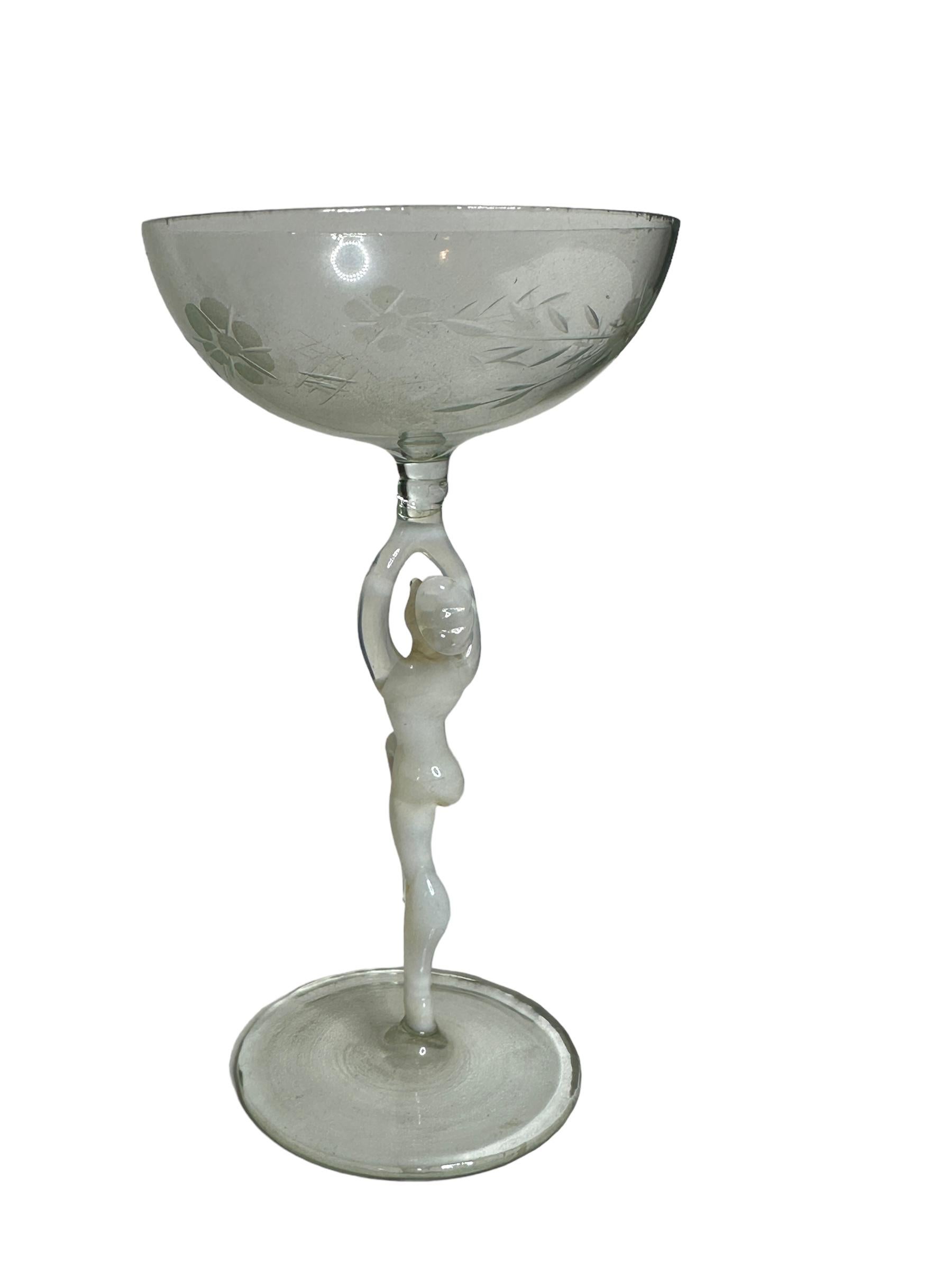 Beautiful Stemware Liqueur Glass, Nude Lady Stem, Bimini Art Vintage Austria For Sale 6