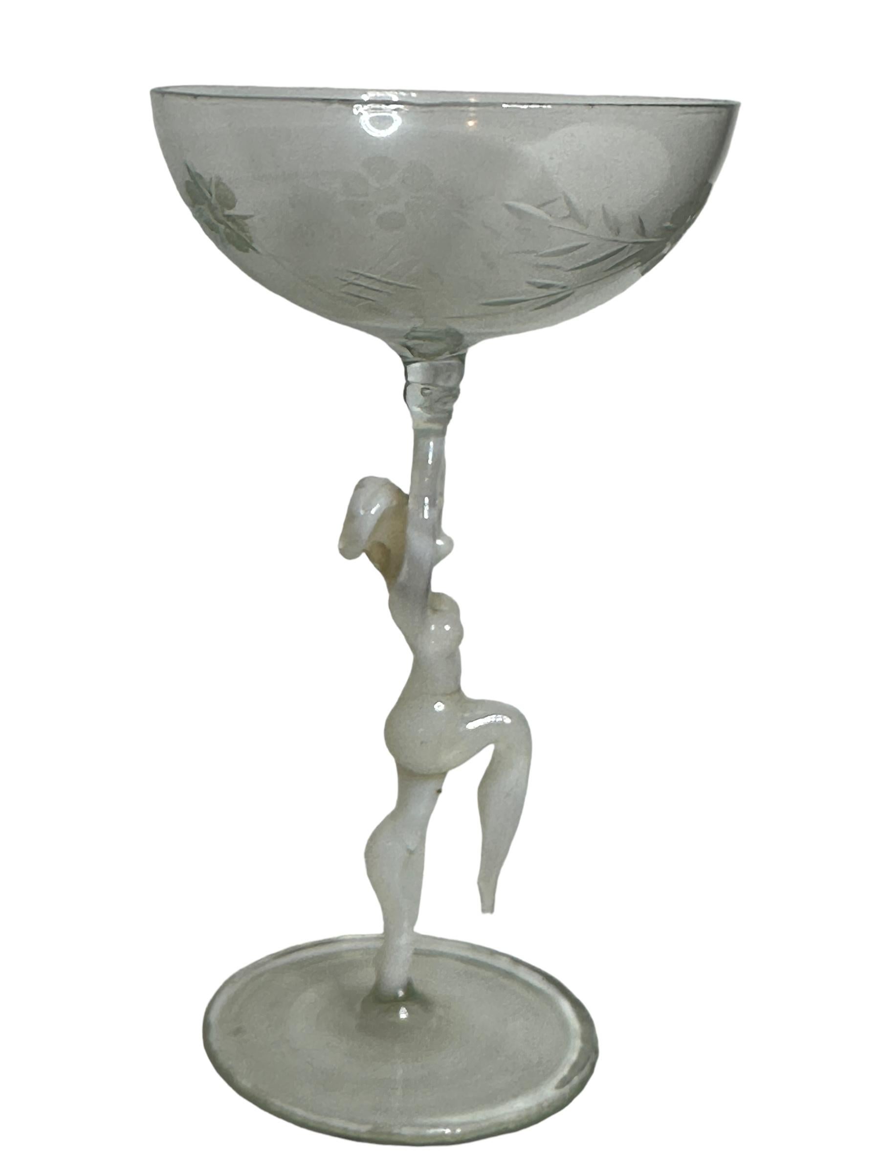 Beautiful Stemware Liqueur Glass, Nude Lady Stem, Bimini Art Vintage Austria For Sale 8