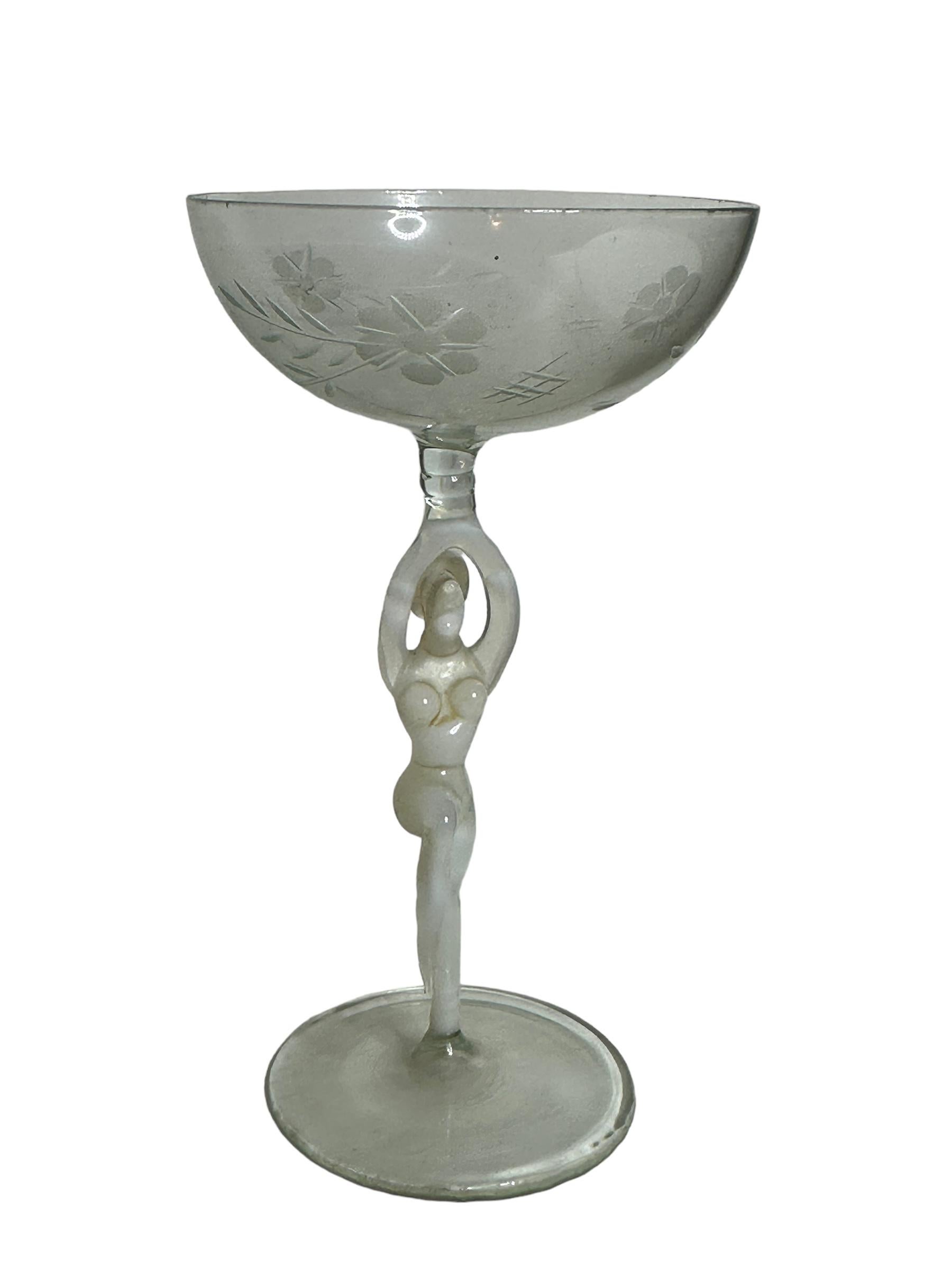 Beautiful Stemware Liqueur Glass, Nude Lady Stem, Bimini Art Vintage Austria For Sale 9