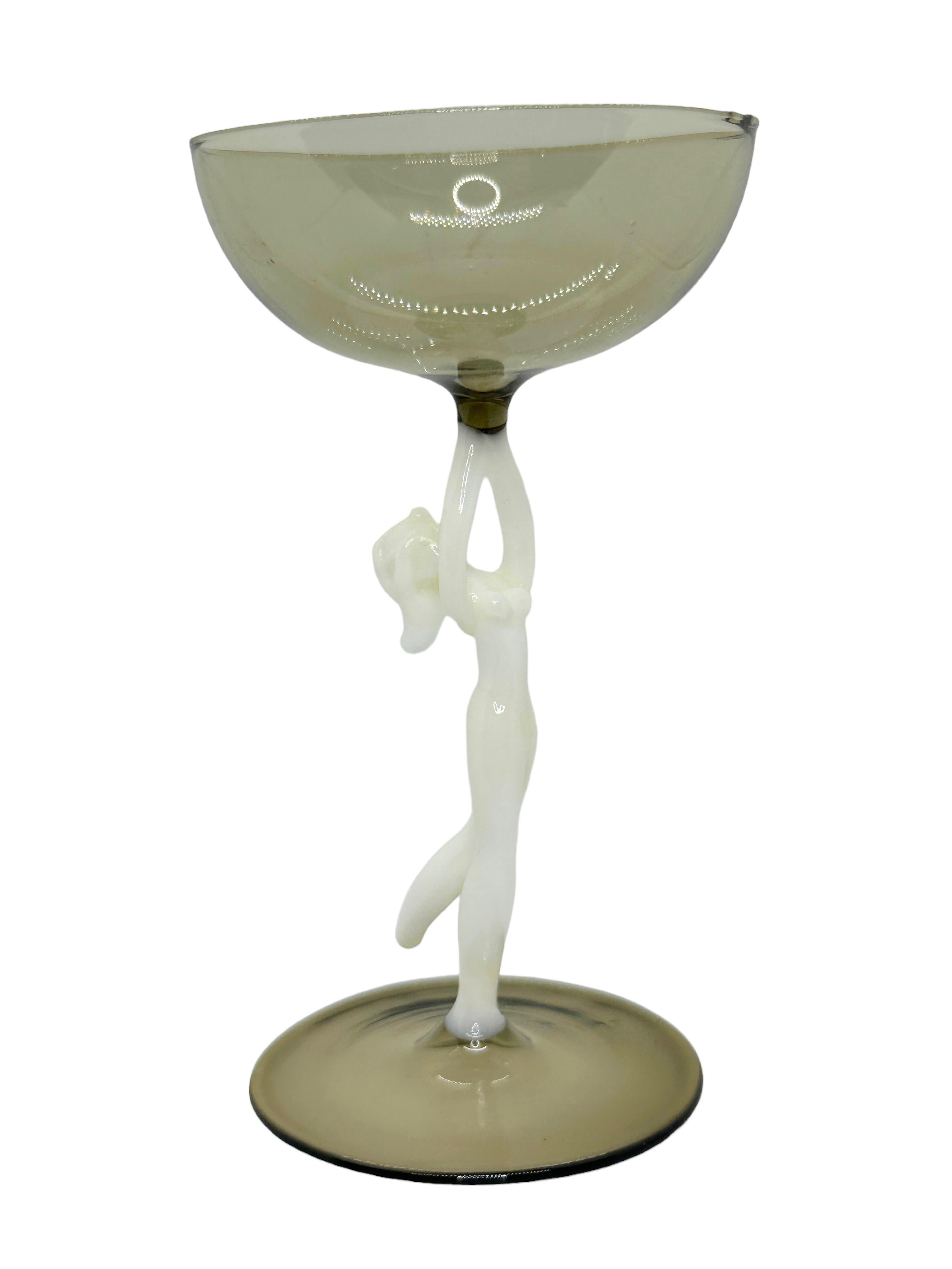 Art Deco Beautiful Stemware Liqueur Glass, Nude Lady Stem, Bimini Art Vintage Austria For Sale