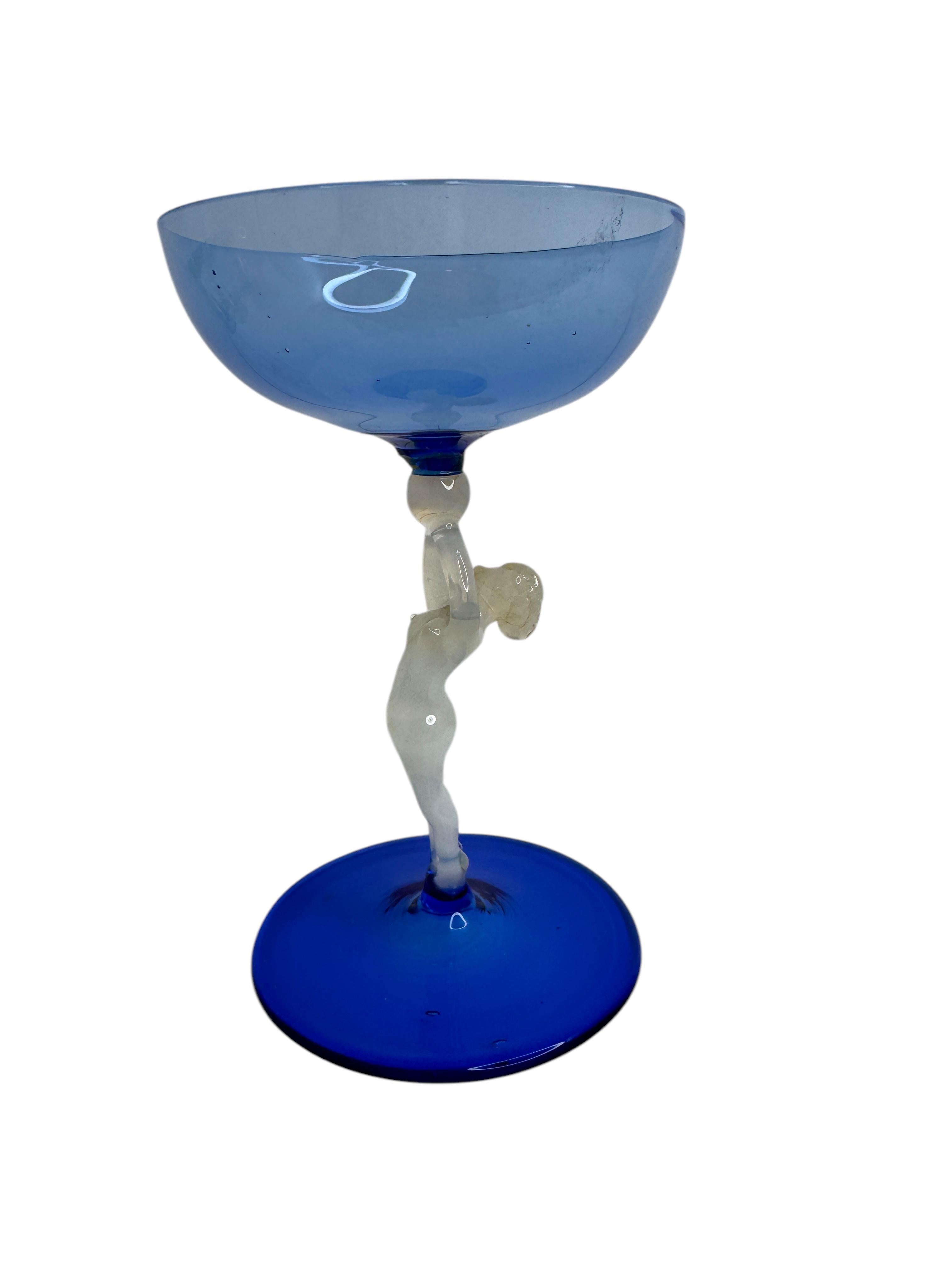 Art Deco Beautiful Stemware Liqueur Glass, Nude Lady Stem, Bimini Art Vintage Austria For Sale