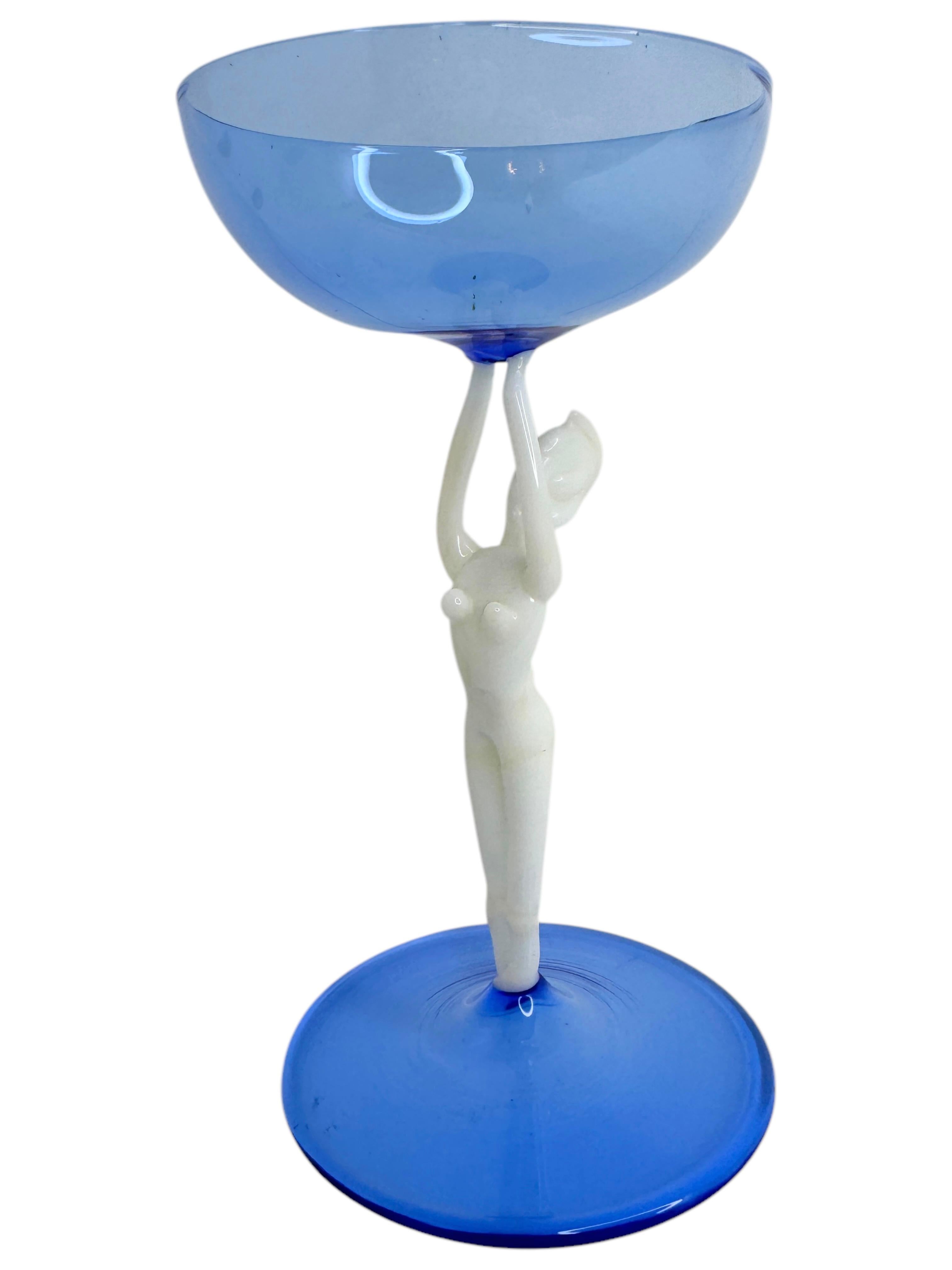 Art Deco Beautiful Stemware Liqueur Glass, Nude Lady Stem, Bimini Art Vintage Austria For Sale