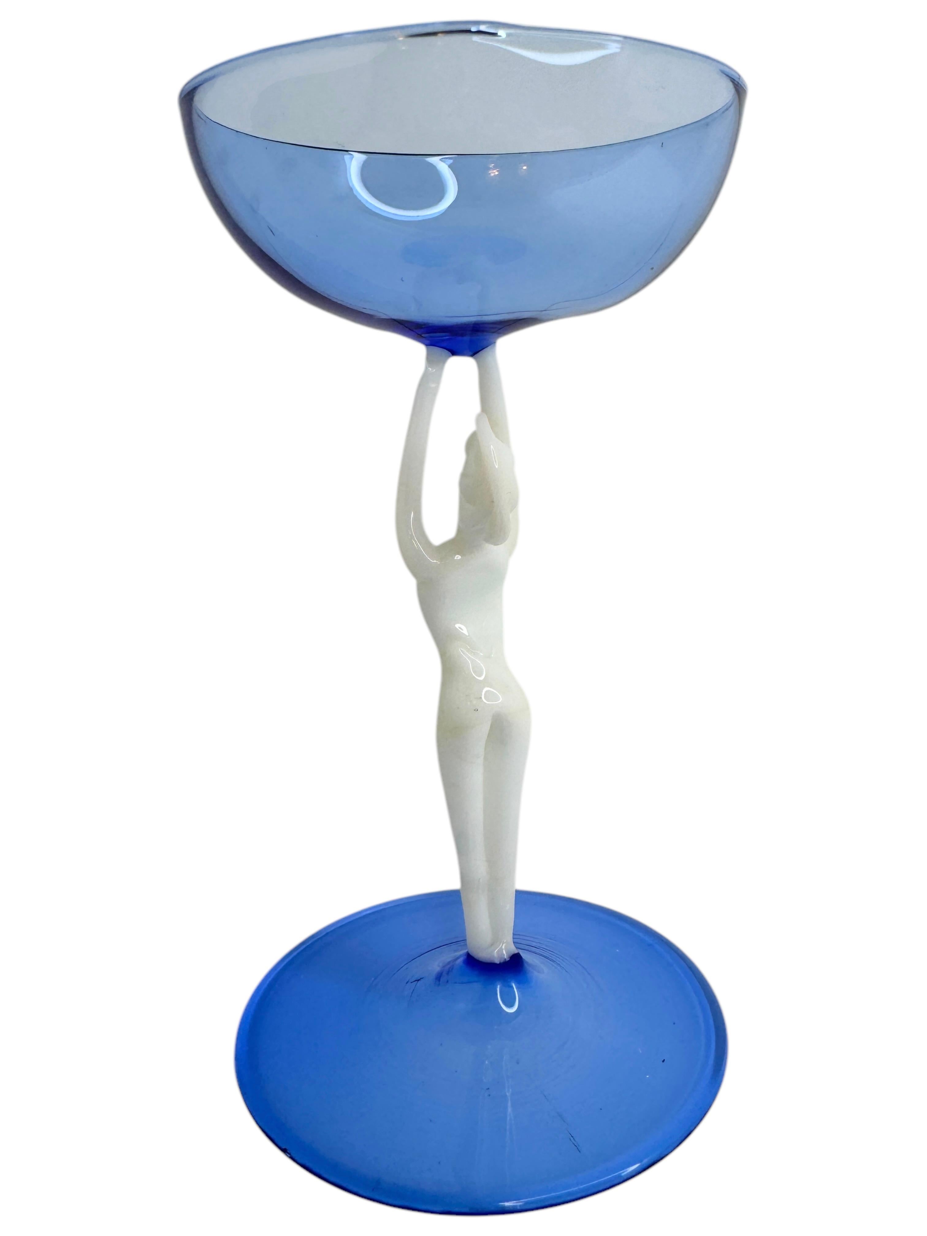 Hand-Crafted Beautiful Stemware Liqueur Glass, Nude Lady Stem, Bimini Art Vintage Austria For Sale