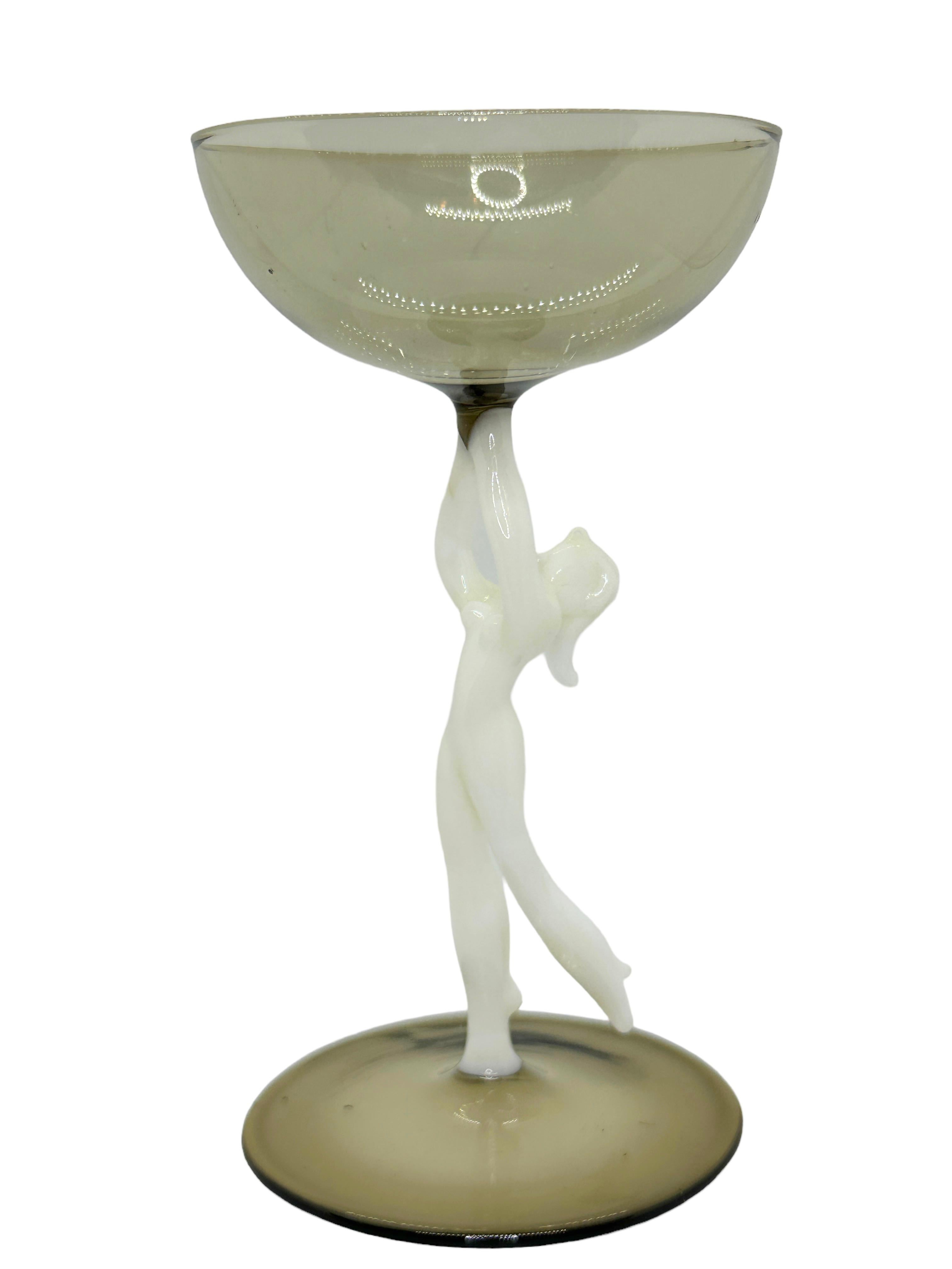 Art Deco Beautiful Stemware Liqueur Glass, Nude Lady Stem, Bimini Art Vintage Austria For Sale