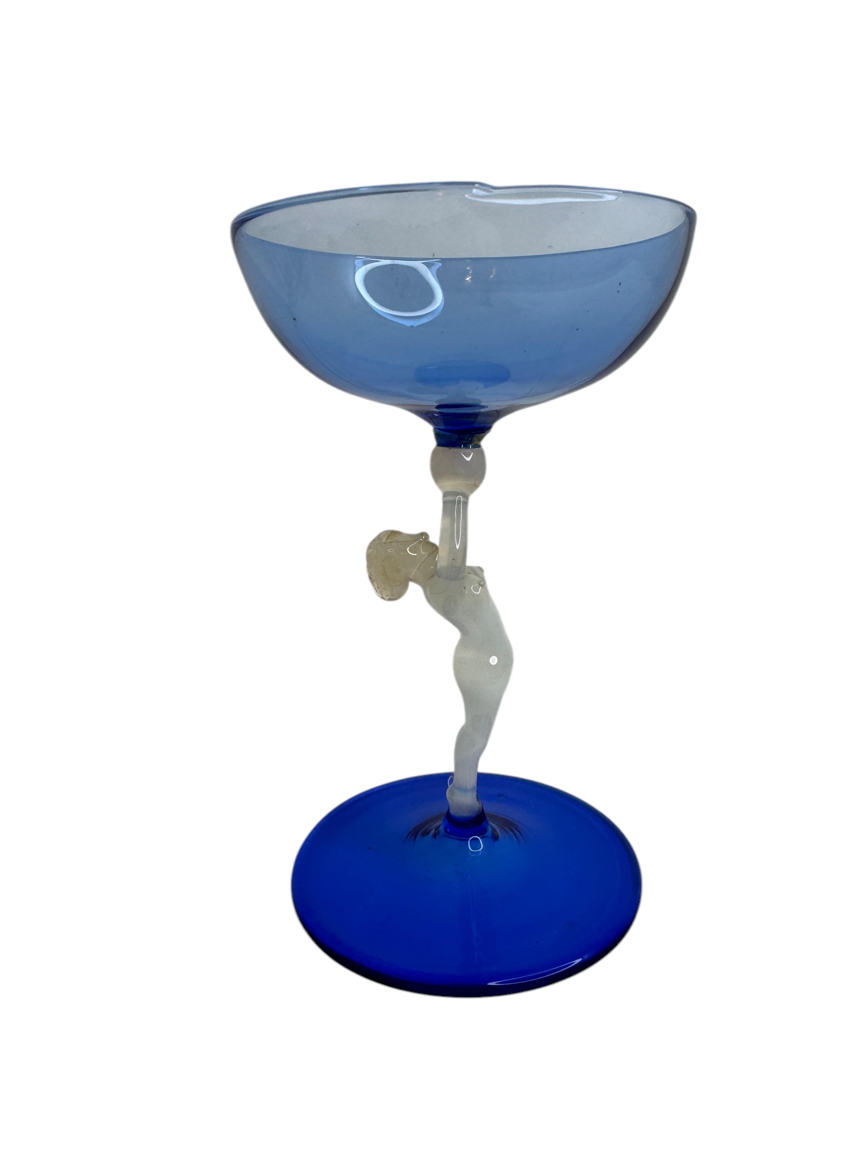 Early 20th Century Beautiful Stemware Liqueur Glass, Nude Lady Stem, Bimini Art Vintage Austria For Sale