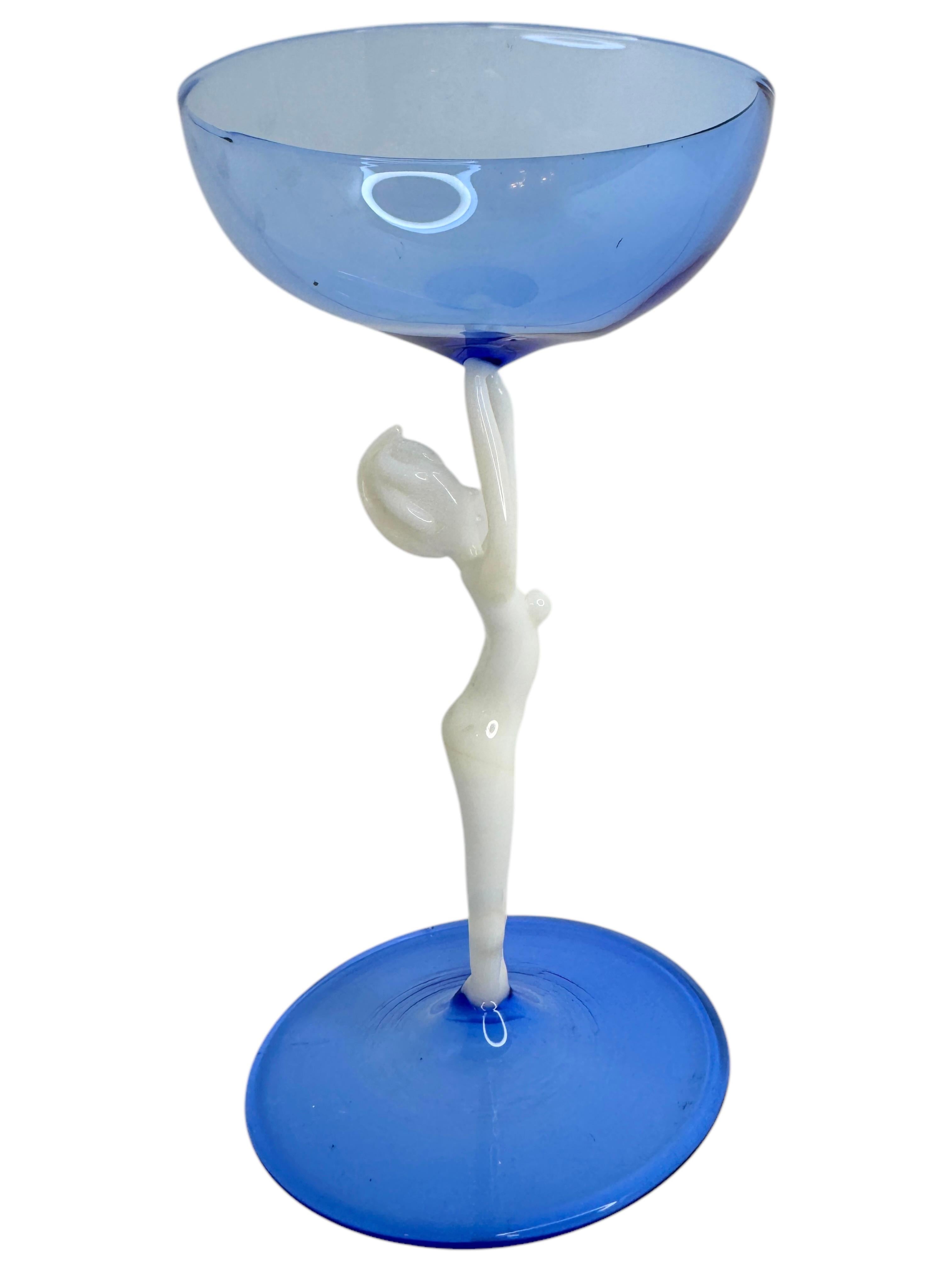 Early 20th Century Beautiful Stemware Liqueur Glass, Nude Lady Stem, Bimini Art Vintage Austria For Sale
