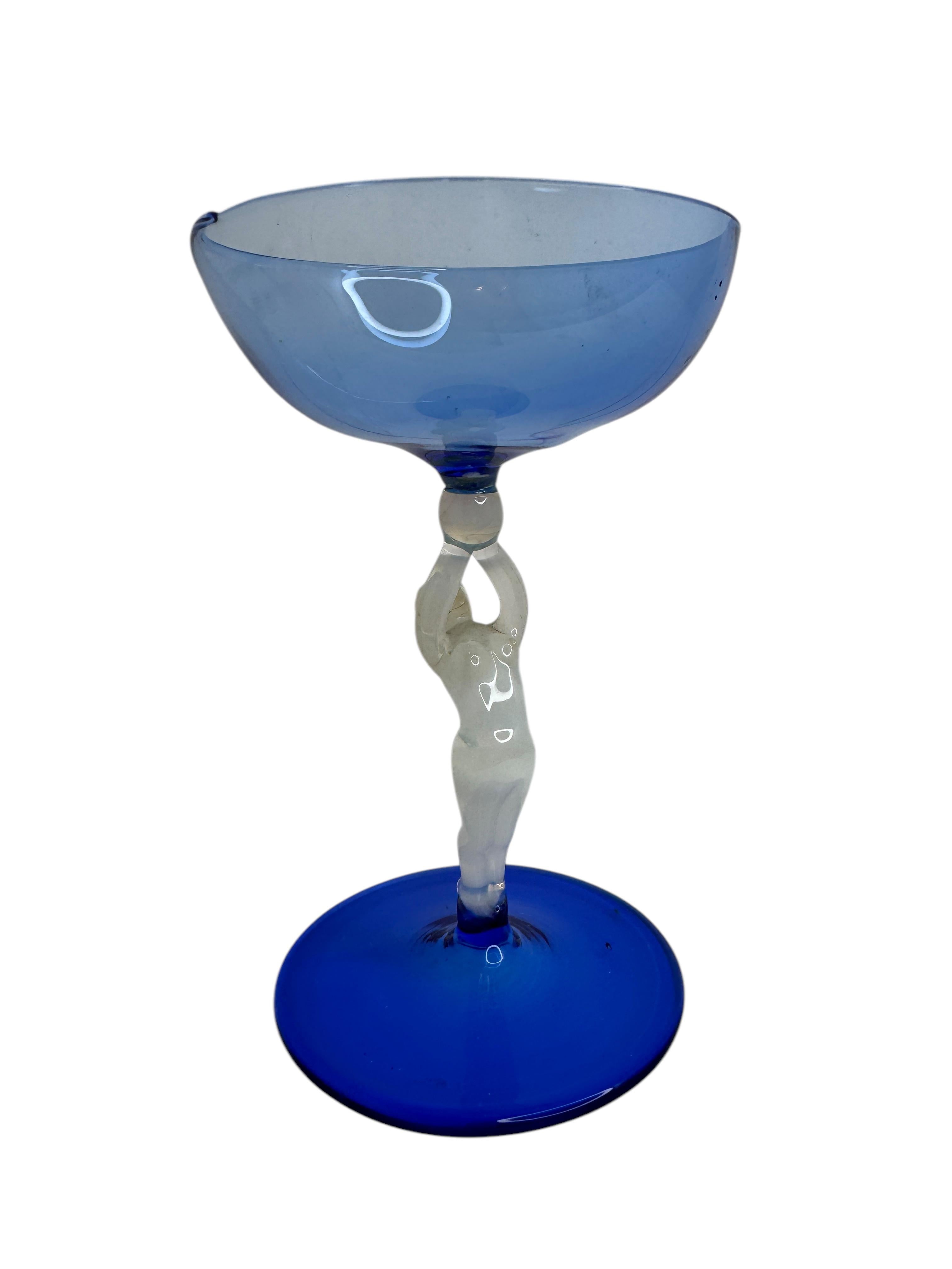 Blown Glass Beautiful Stemware Liqueur Glass, Nude Lady Stem, Bimini Art Vintage Austria For Sale