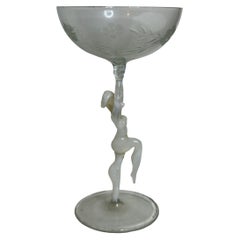 Beautiful Stemware Liqueur Glass, Nude Lady Stem, Bimini Art Antique Austria
