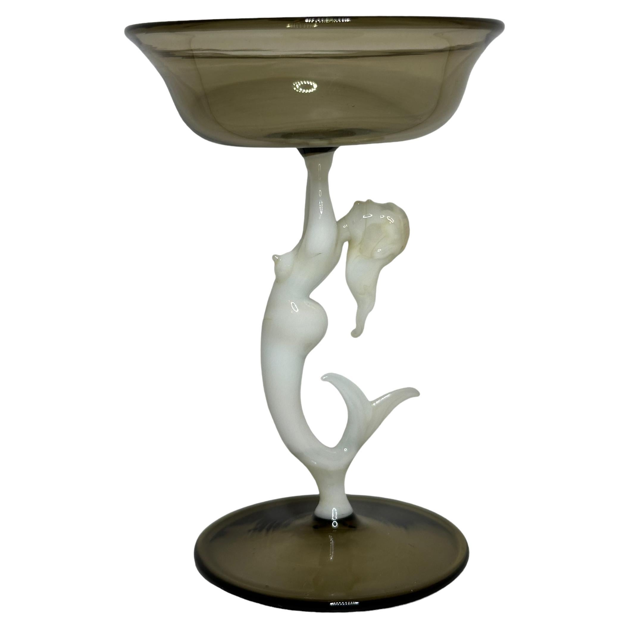 Schönes Stielglas Likörglas, Nackte Meerjungfrau Stem, Bimini Art Vintage Österreich im Angebot