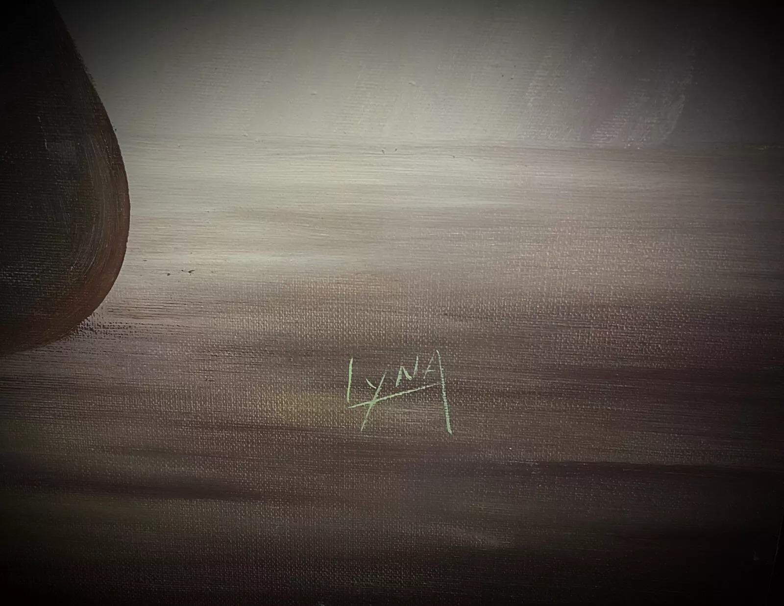 Precioso bodegón girasol Pintura al óleo sobre lienzo, firmado por Lyna - 2Y342 Francés en venta