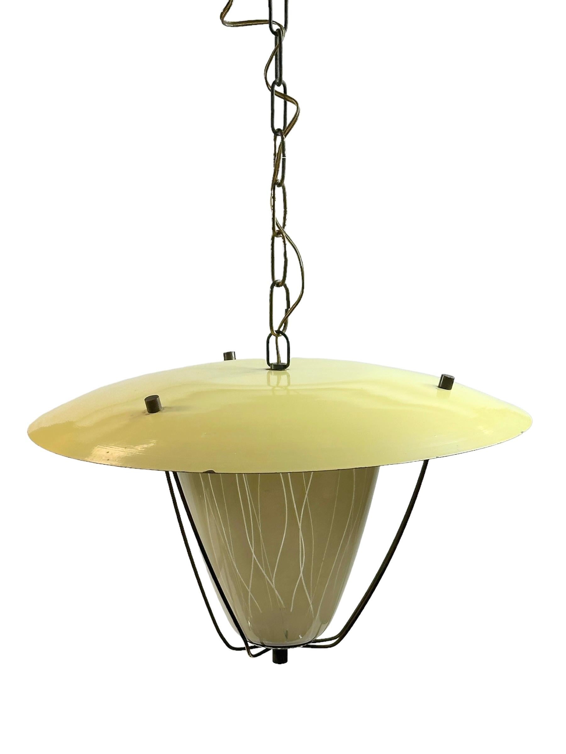 Preciosa lámpara de araña colgante Stilnovo Lantern Vintage Italia, años 50 en venta 2