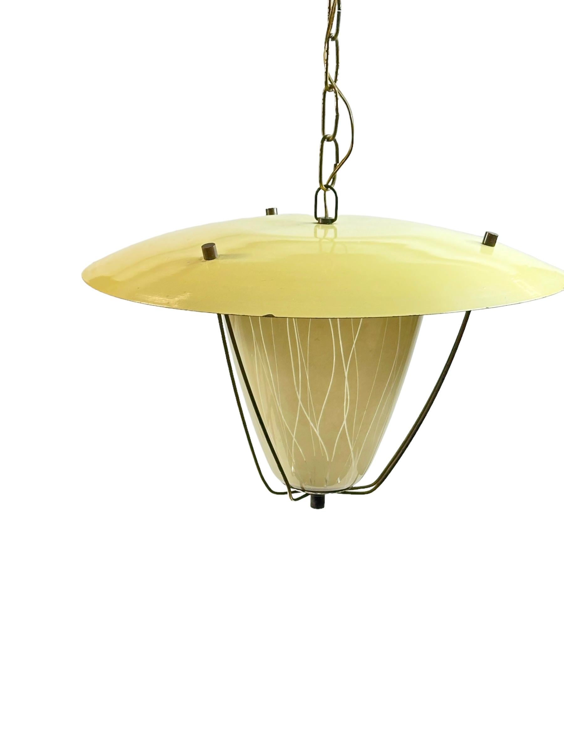 Preciosa lámpara de araña colgante Stilnovo Lantern Vintage Italia, años 50 en venta 4