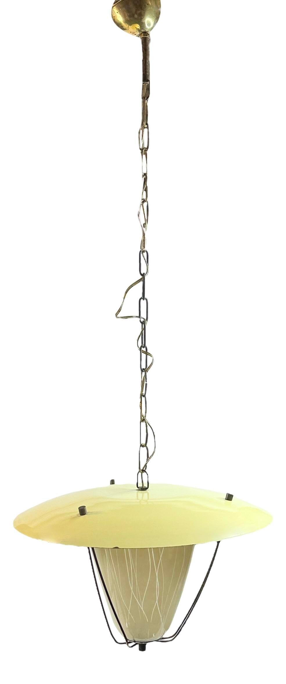 Preciosa lámpara de araña colgante Stilnovo Lantern Vintage Italia, años 50 en venta 5