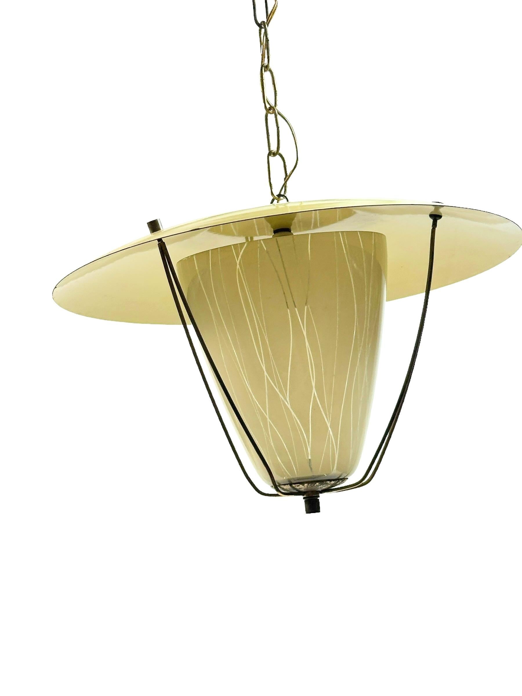 Italian Beautiful Stilnovo Lantern Pendant Chandelier Vintage Italy, 1950s For Sale