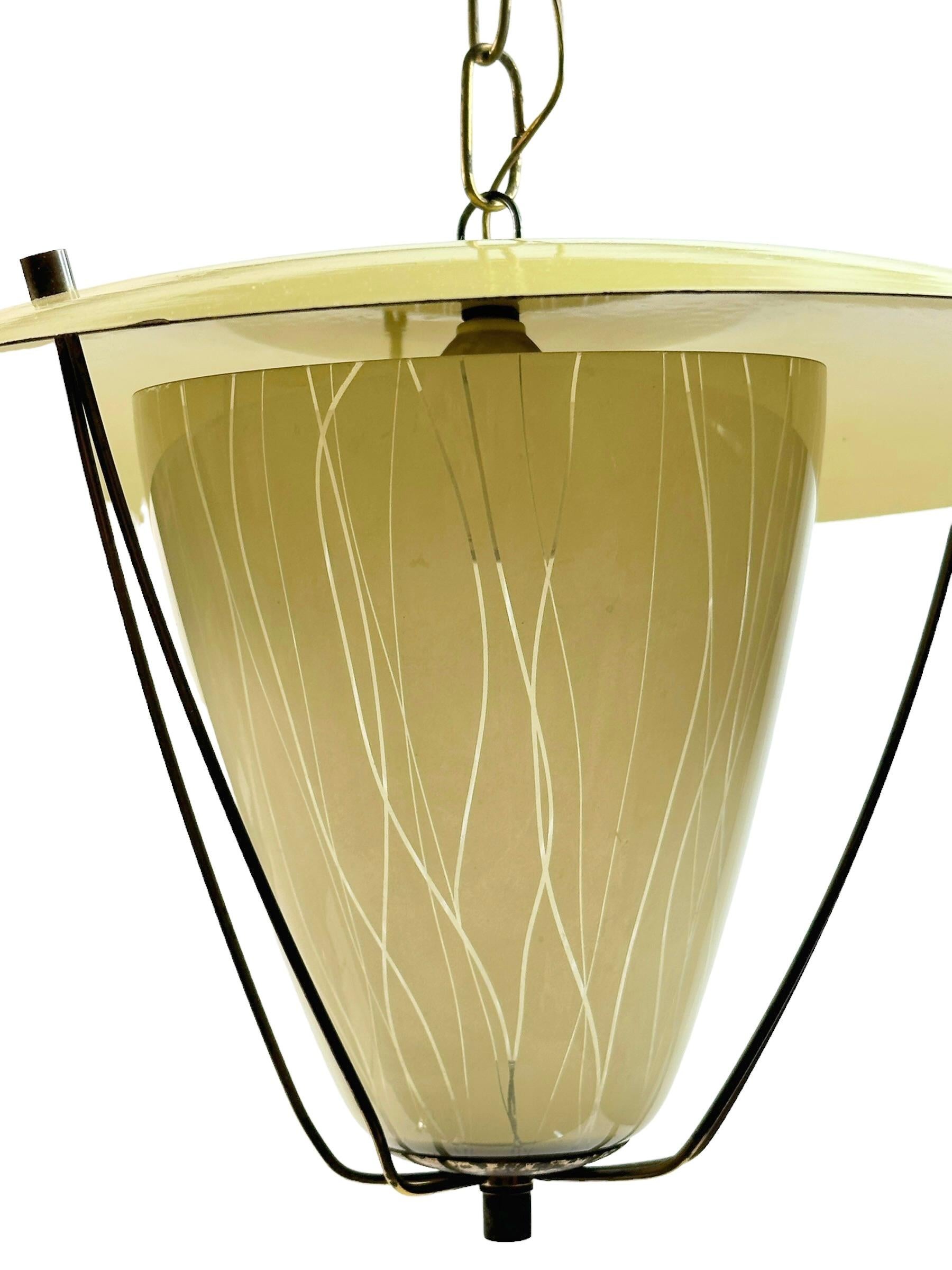 Preciosa lámpara de araña colgante Stilnovo Lantern Vintage Italia, años 50 Metal en venta
