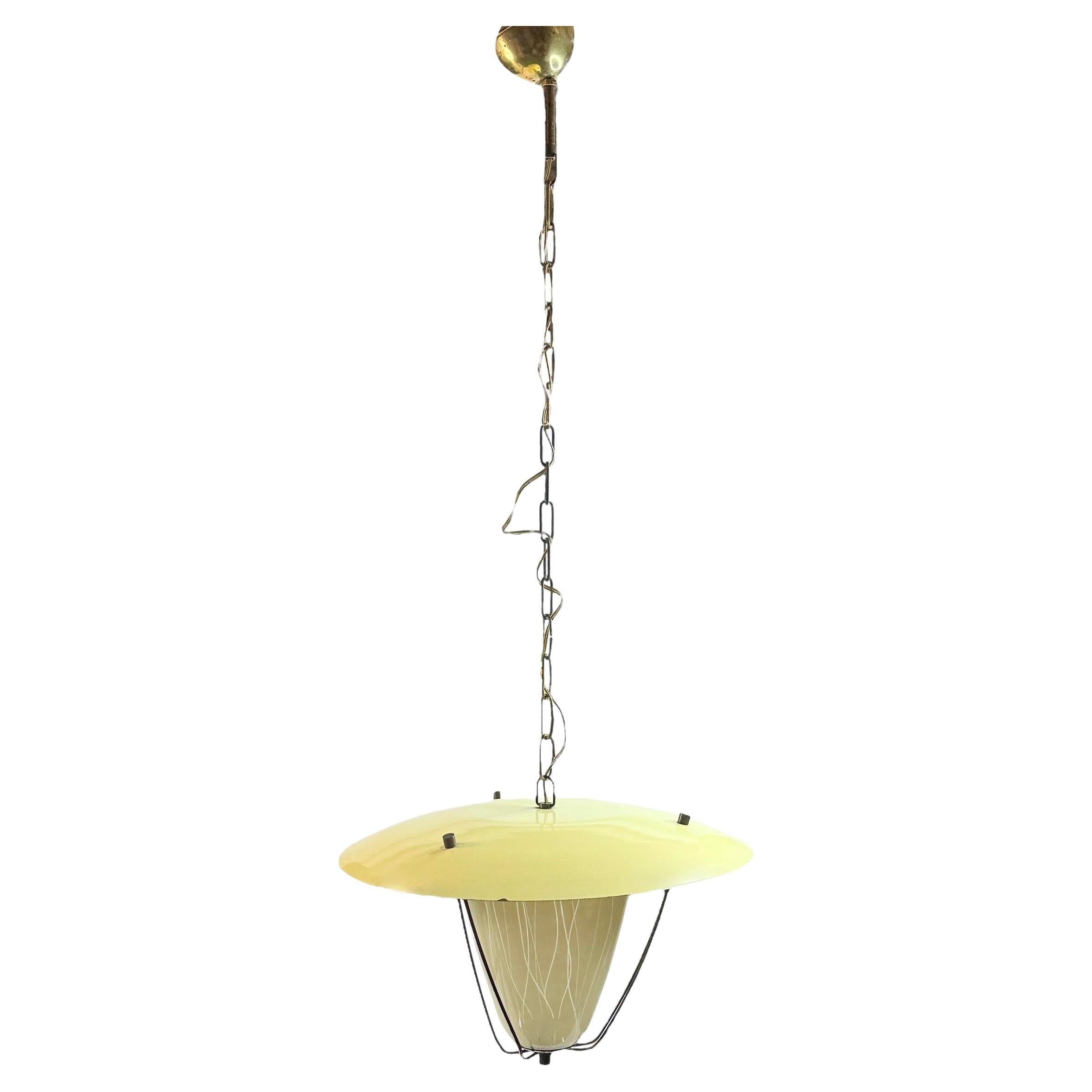 Magnifique lustre pendentif à lanterne Stilnovo Vintage Italie, années 1950 en vente