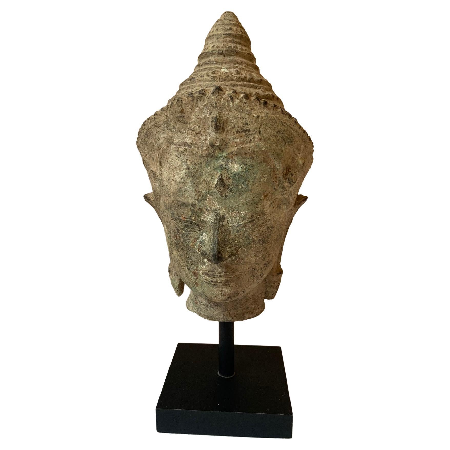 Beautiful Stone Head on Stand from Bangkok For Sale