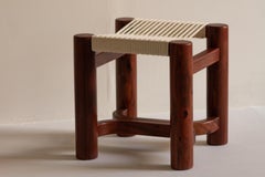 Beautiful stool with woven seat made in Mexican Chicozapote wood
