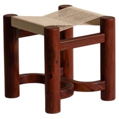 Beautiful stool with woven seat made in Mexican Chicozapote wood