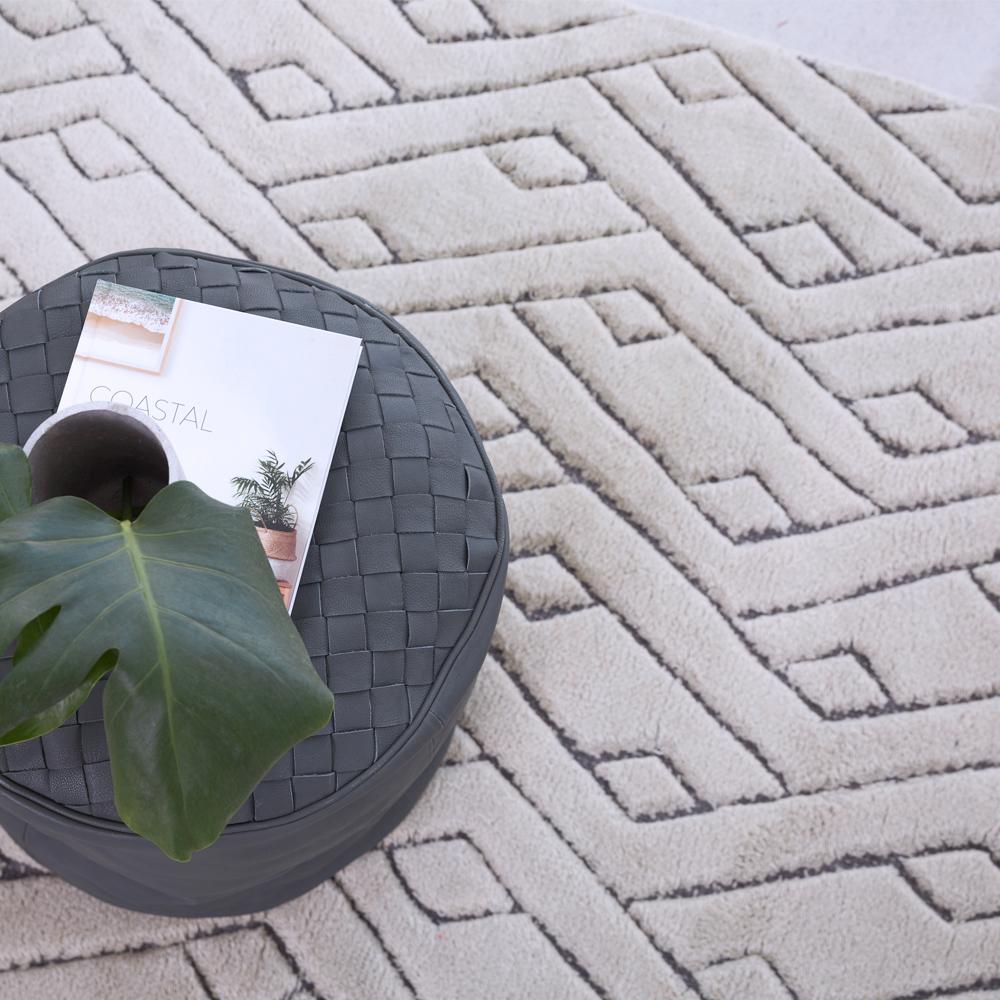 The rebel weave stands out from the crowd with its beautiful but striking geometric hand-loomed pattern. Its neutral tonal mix pattern makes it a strong but extremely versatile statement piece.

All ground control rugs are hand-loomed to order.