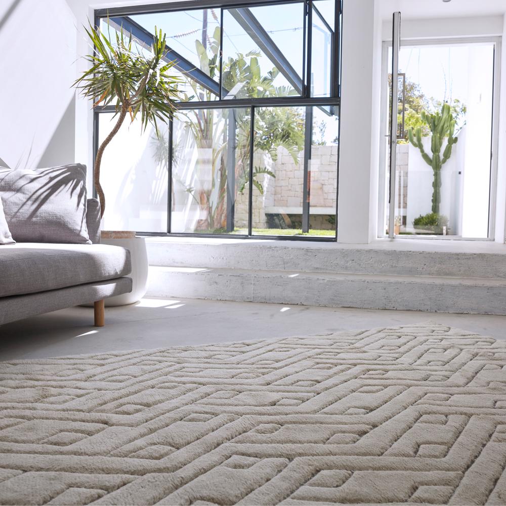 Indian Beautiful, Striking Geometric Customizable Rebel Weave Rug in Grey Large For Sale