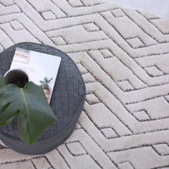 Beautiful, Striking Geometric Customizable Rebel Weave Rug in Grey Small