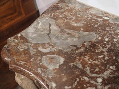 Circa 1750 Bleached Oak Rococo Console Table with Royal Flemish Red Marble Top