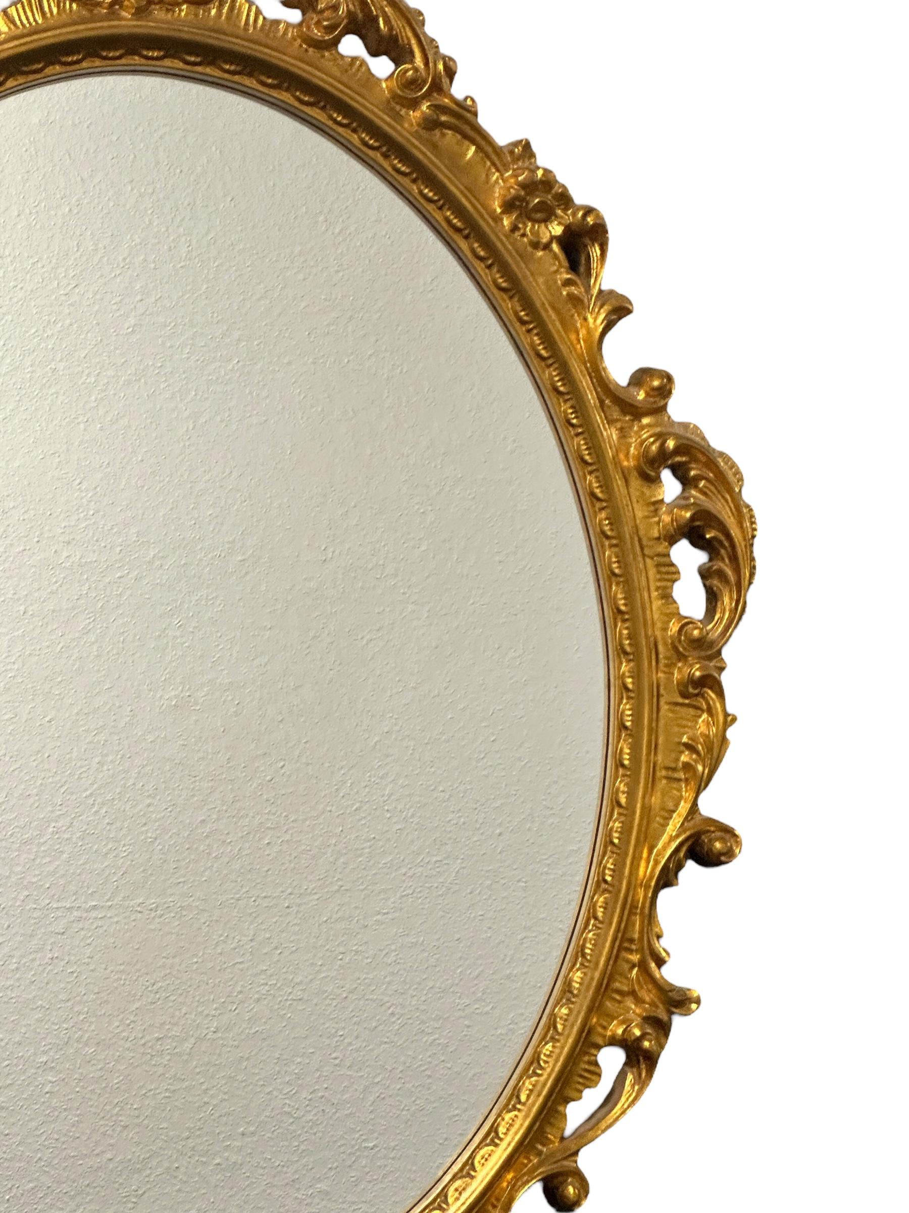 Late Victorian Beautiful Stunning Gilded Tole Toleware Mirror Vintage, Italy, 1950s For Sale
