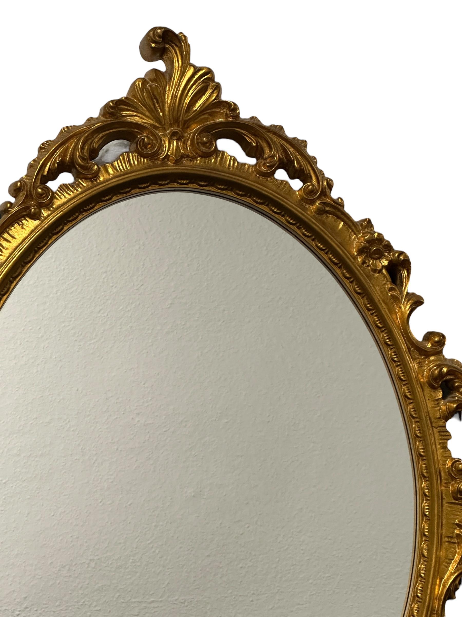 Italian Beautiful Stunning Gilded Tole Toleware Mirror Vintage, Italy, 1950s For Sale
