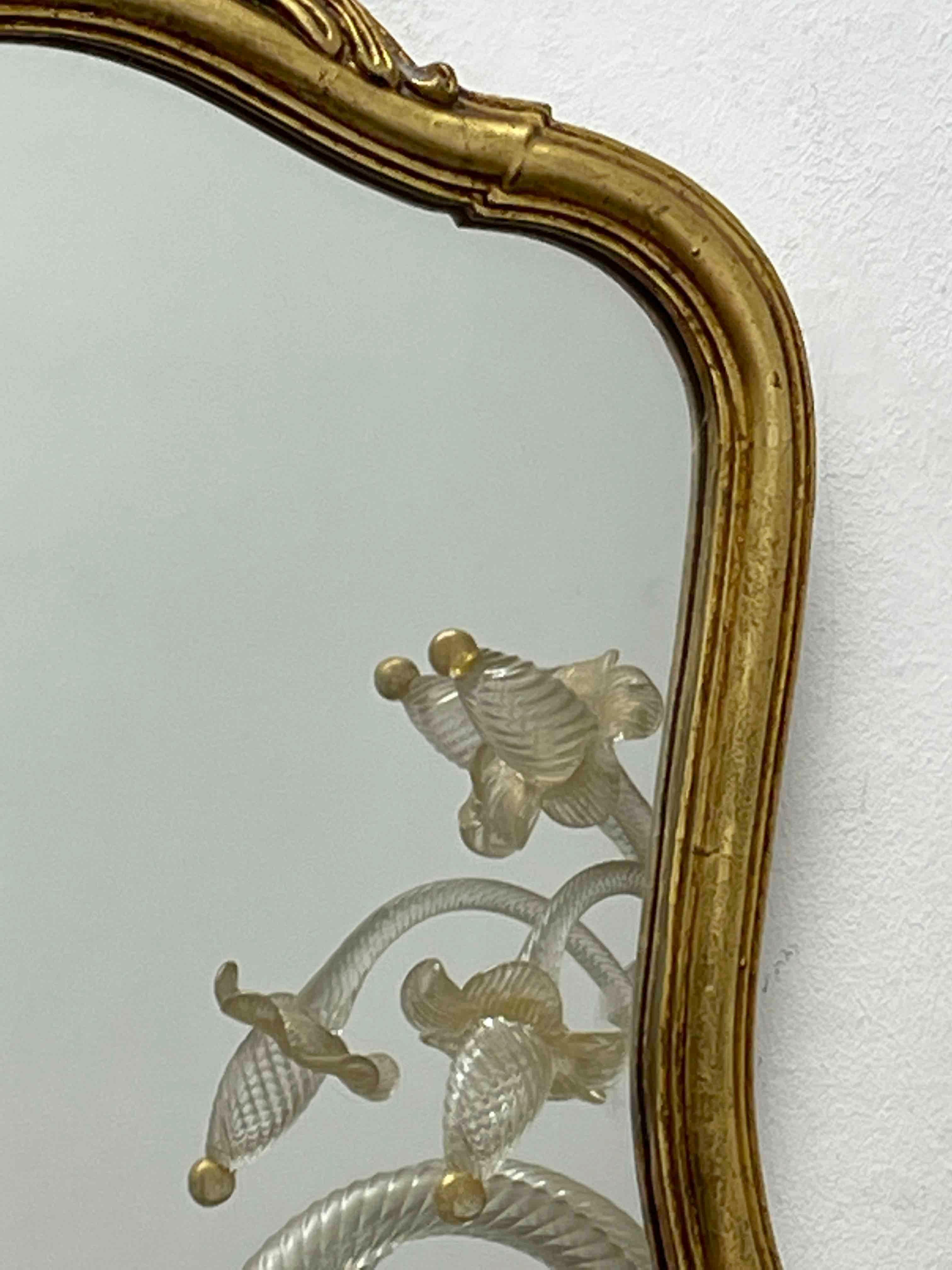 Gilt Beautiful Stunning Gilded Tole Toleware Mirror Vintage, Italy, 1950s