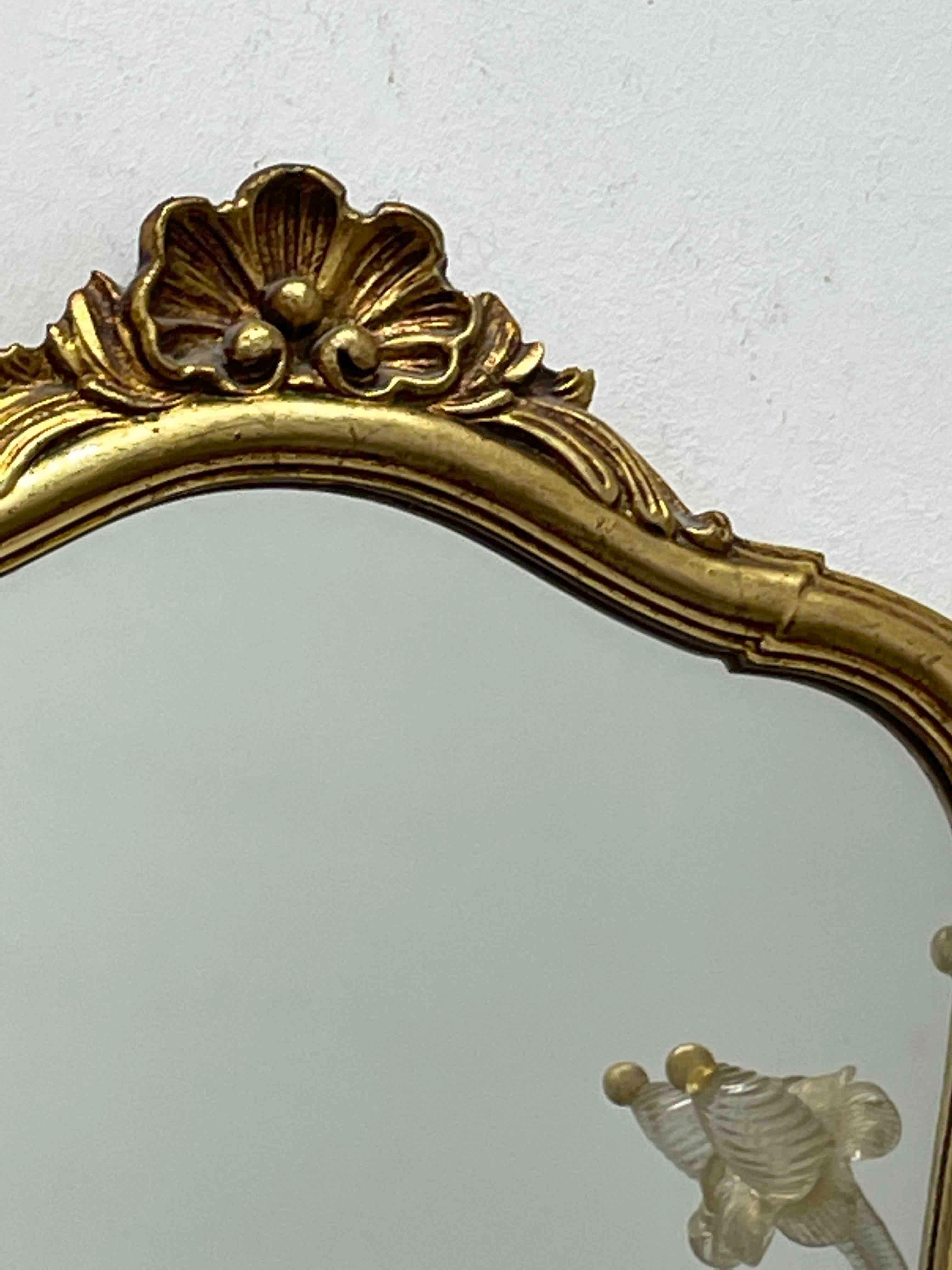 Beautiful Stunning Gilded Tole Toleware Mirror Vintage, Italy, 1950s In Good Condition In Nuernberg, DE