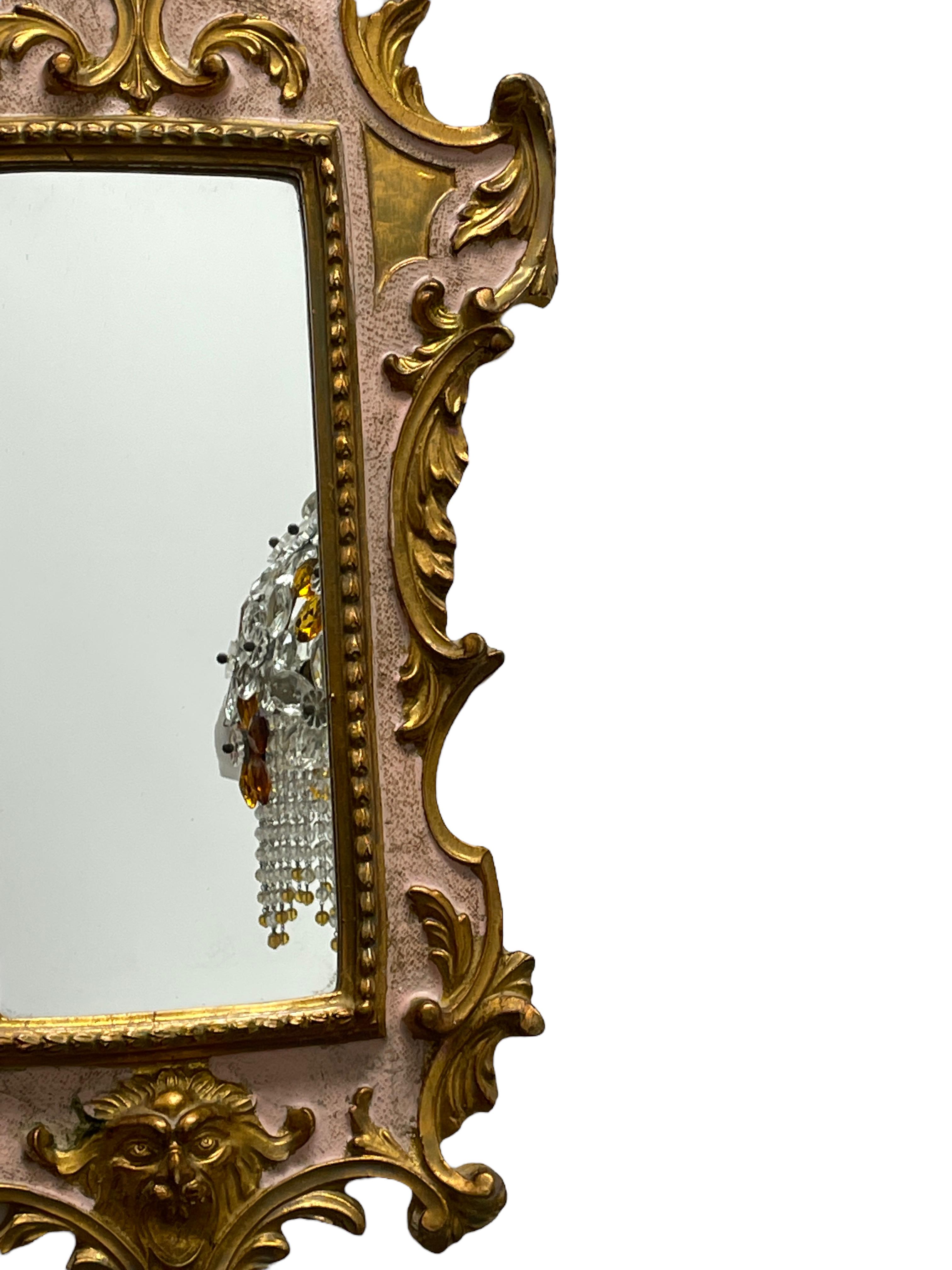 Beautiful Stunning Ornate Tole Toleware Gilded Frame Mirror, Italy Antique 1900s For Sale 1