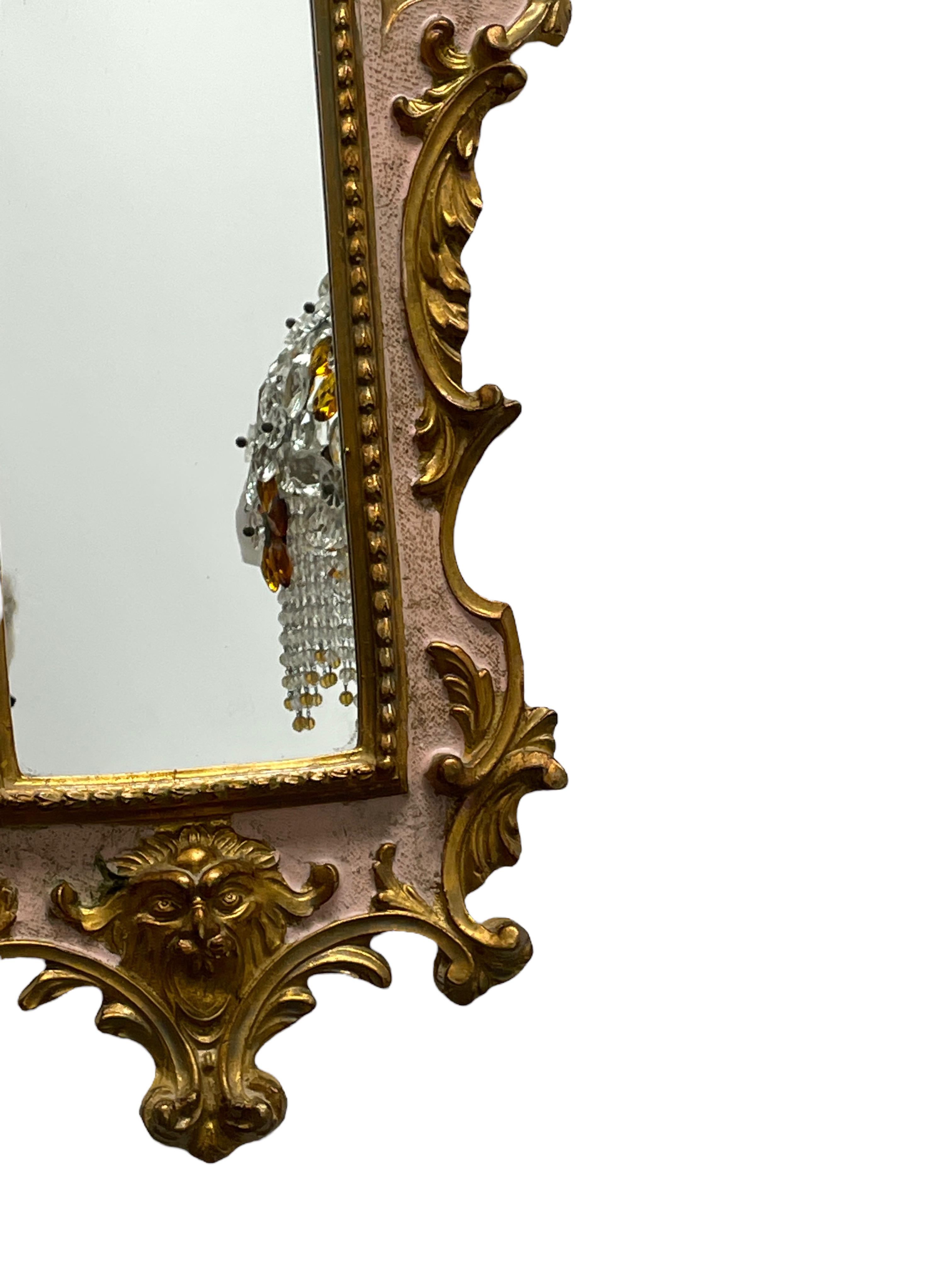 Beautiful Stunning Ornate Tole Toleware Gilded Frame Mirror, Italy Antique 1900s For Sale 2