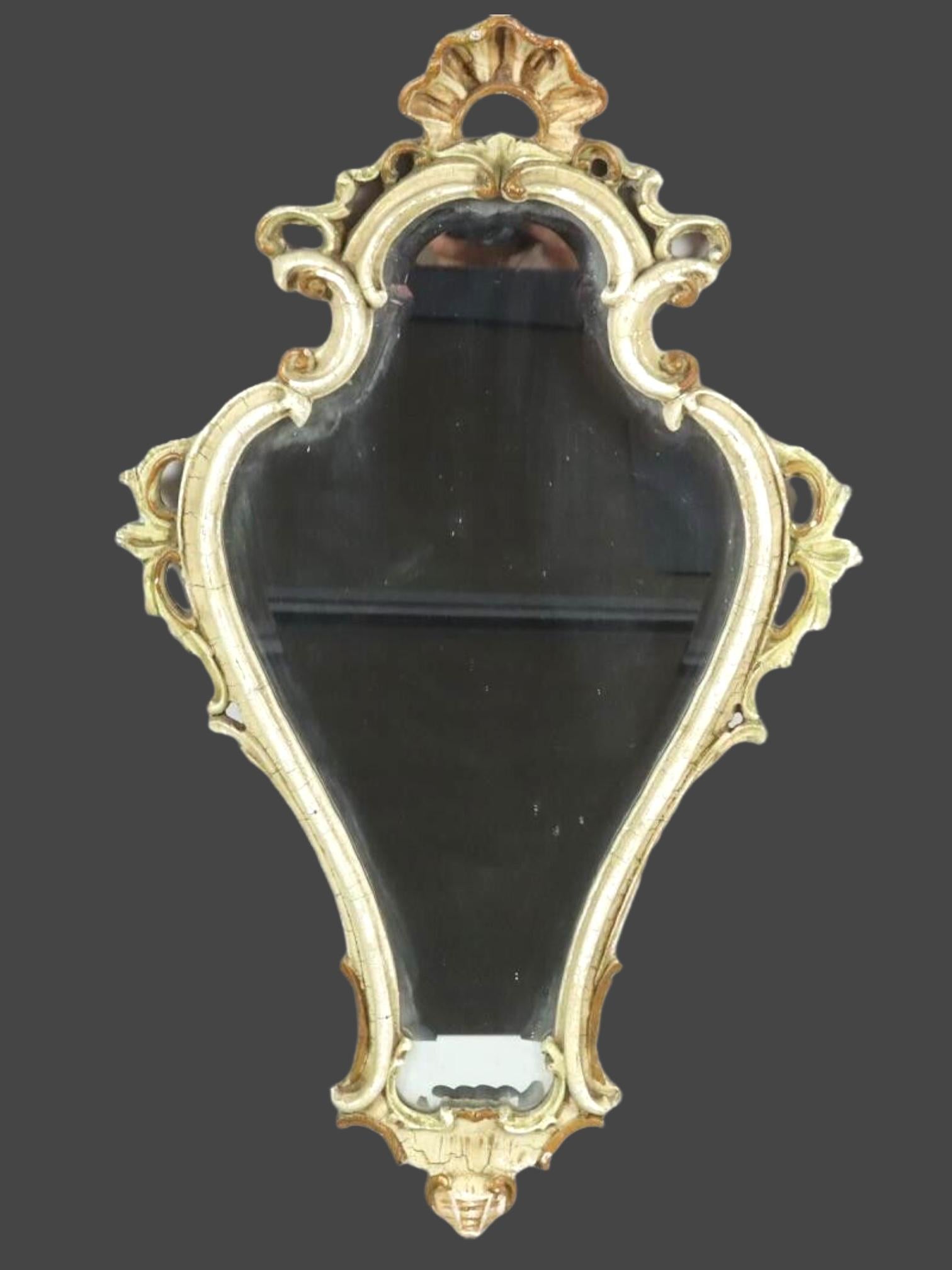 Beautiful Stunning Rococo Tole Toleware Mirror Vintage, Germany, 19th Century In Good Condition For Sale In Nuernberg, DE