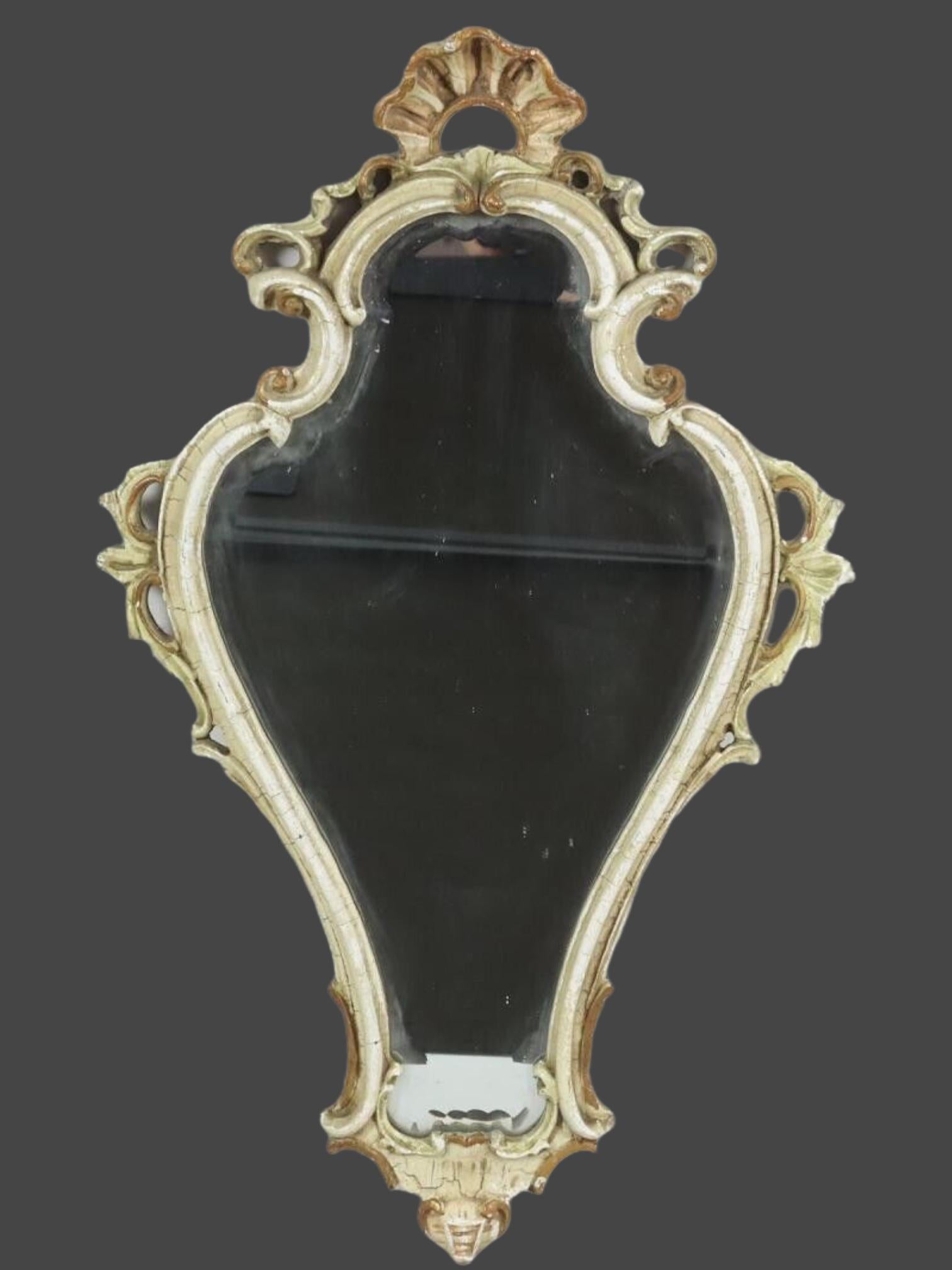 Beautiful Stunning Rococo Tole Toleware Mirror Vintage, Germany, 19th Century For Sale 1