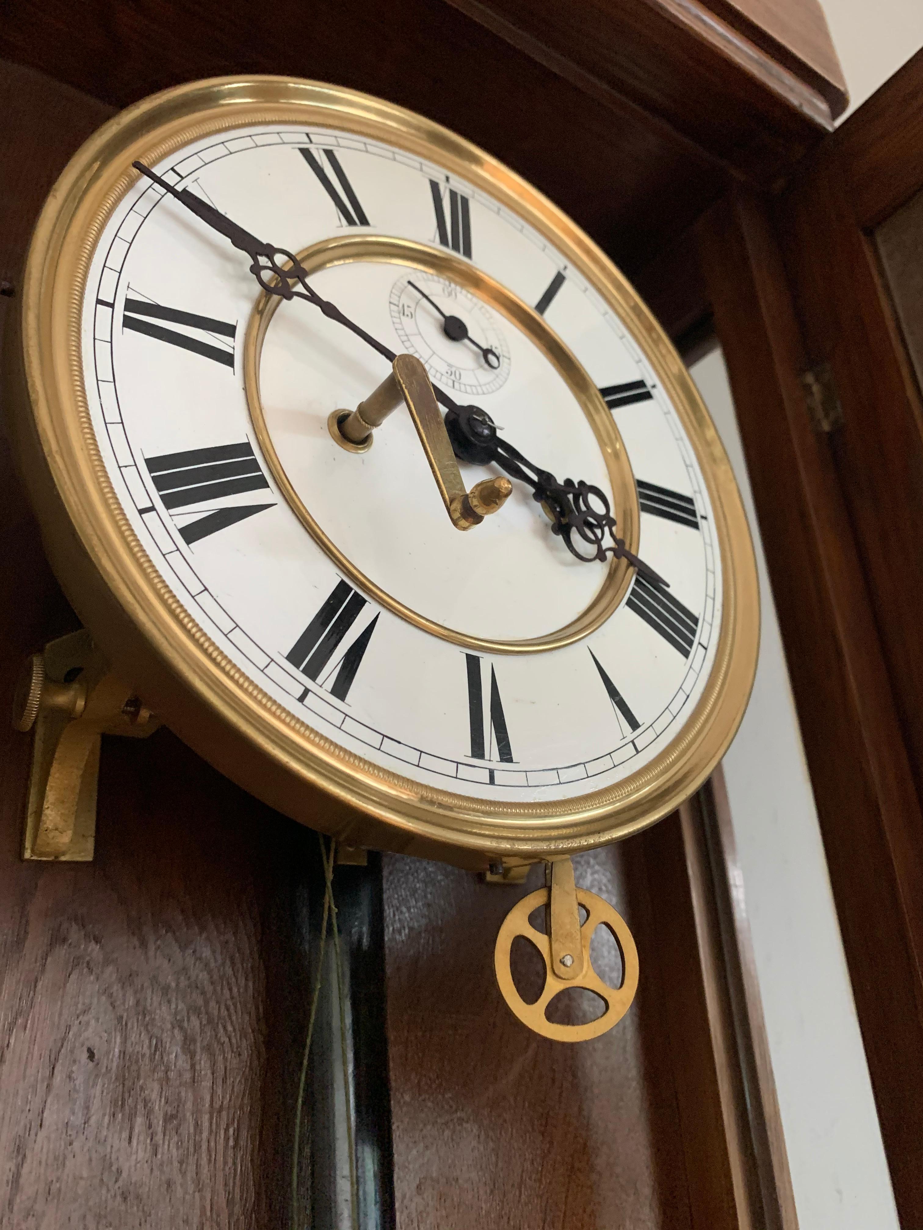 Beautiful and Stylish Arts & Crafts Era Handmade Oak Vienna Regulator Wall Clock 7