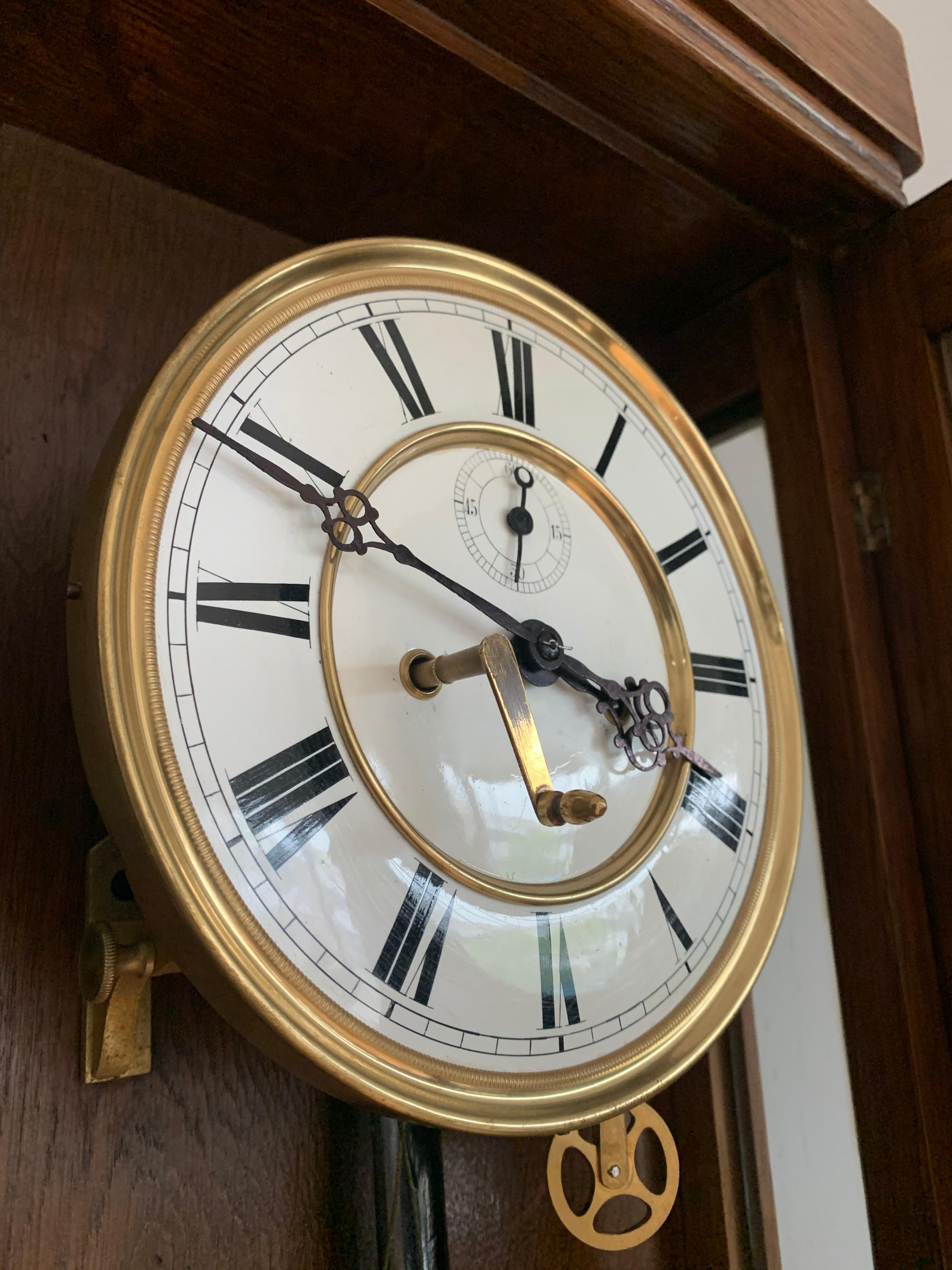 Beautiful and Stylish Arts & Crafts Era Handmade Oak Vienna Regulator Wall Clock 9