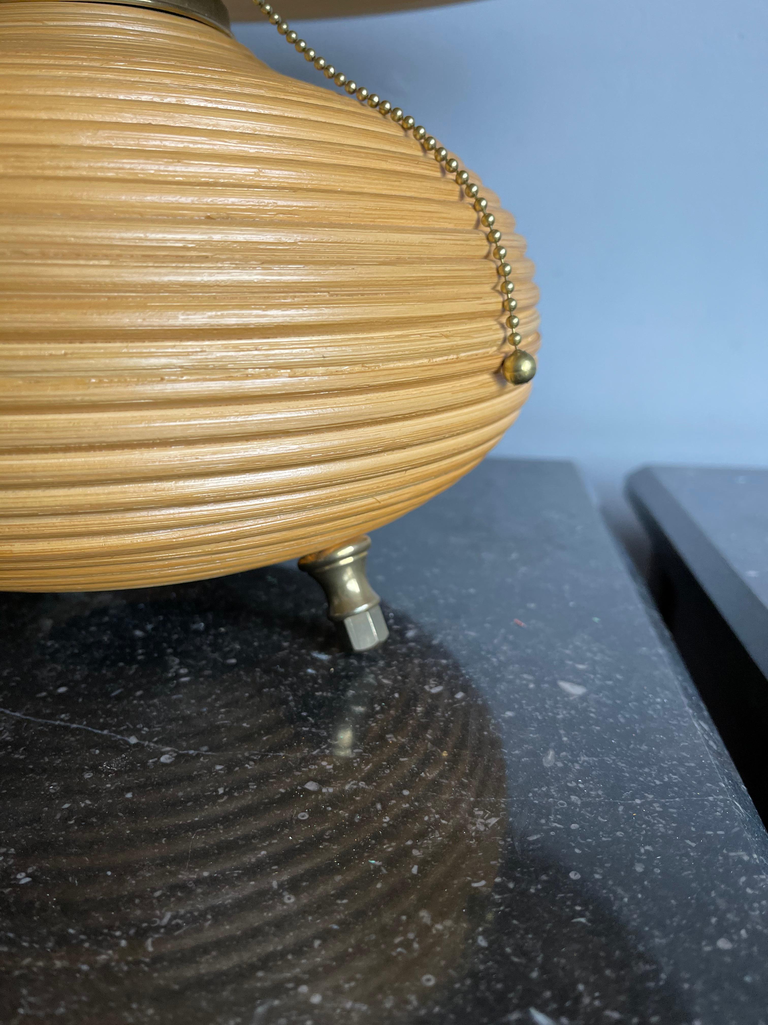 Beautiful & Stylish Hand Crafted Mid-Century Modern Rattan and Brass Table Lamp For Sale 6