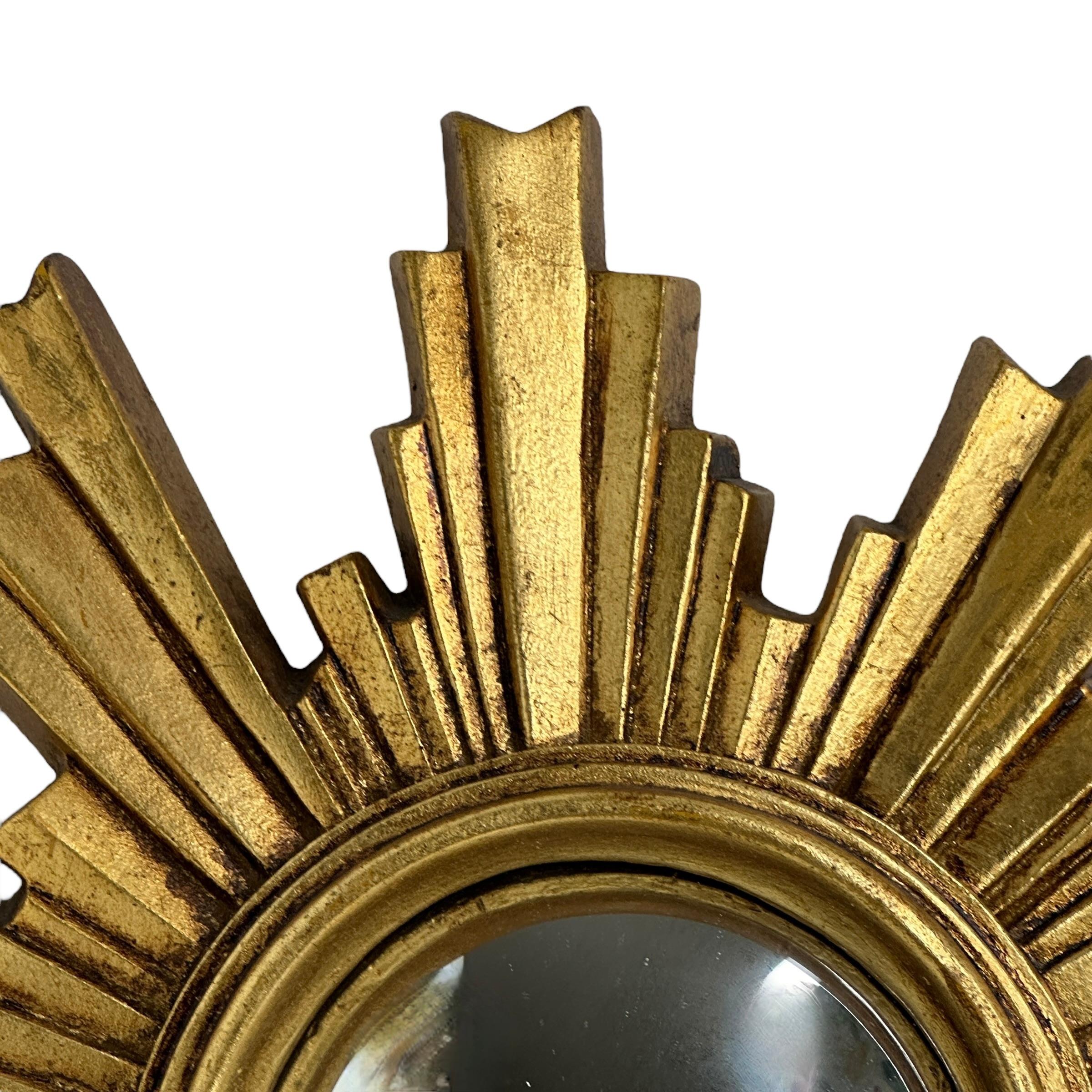 Hollywood Regency Beautiful Sunburst Starburst Convex Mirror Composition, German, circa 1960s For Sale