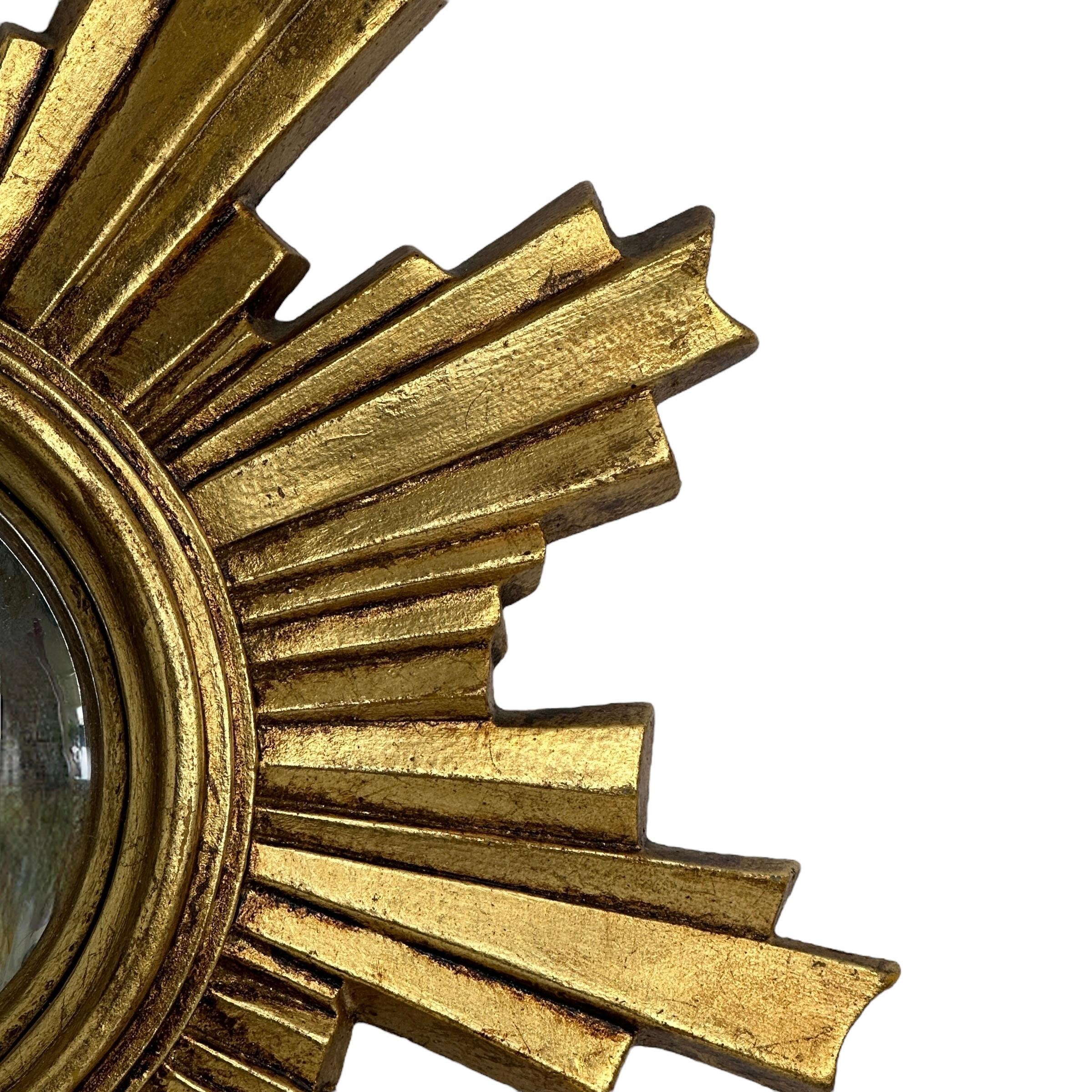 Late 20th Century Beautiful Sunburst Starburst Convex Mirror Composition, German, circa 1960s For Sale