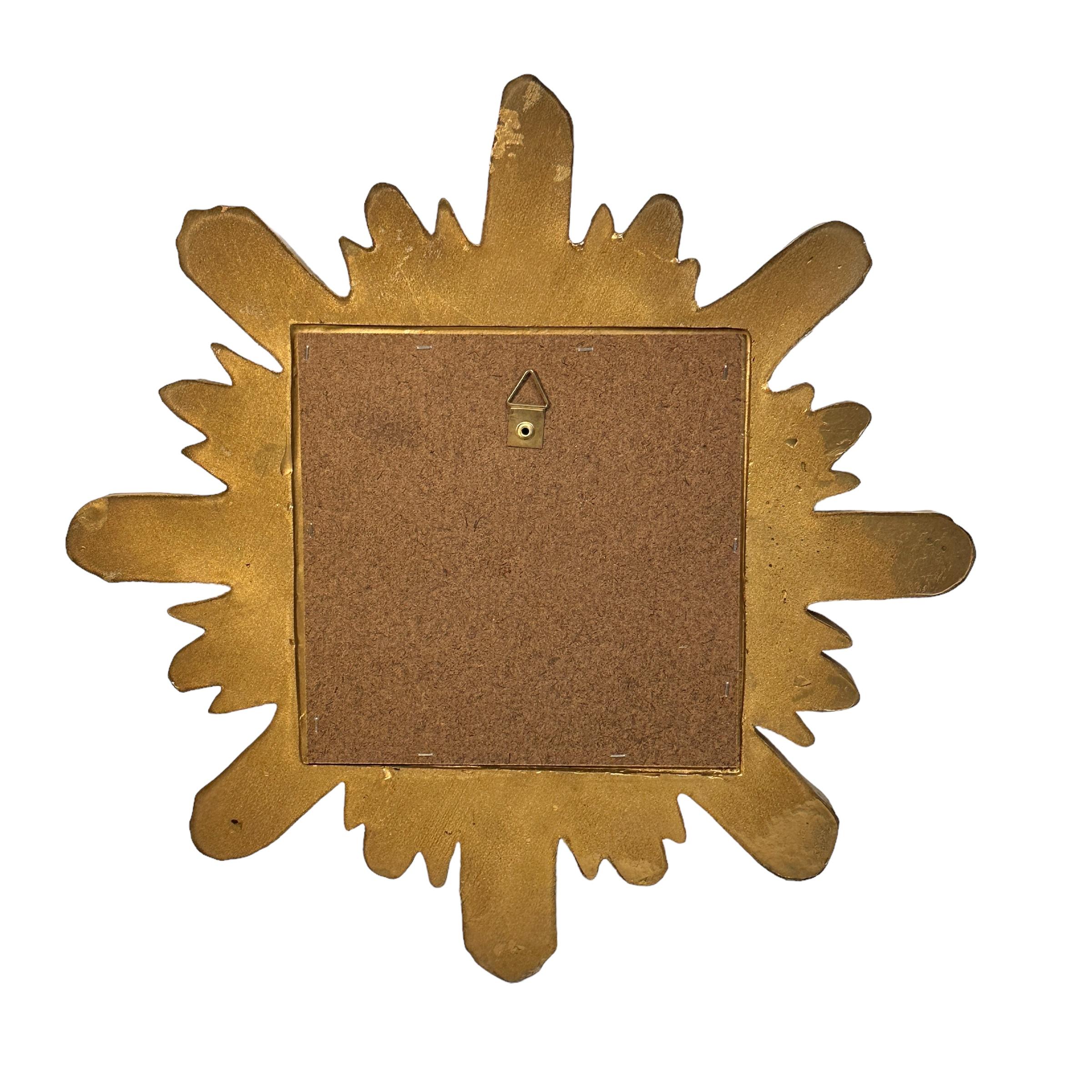 Magnifique miroir en forme d'étoile en résine dorée Stuc, Italie, vers les années 1960. en vente 6